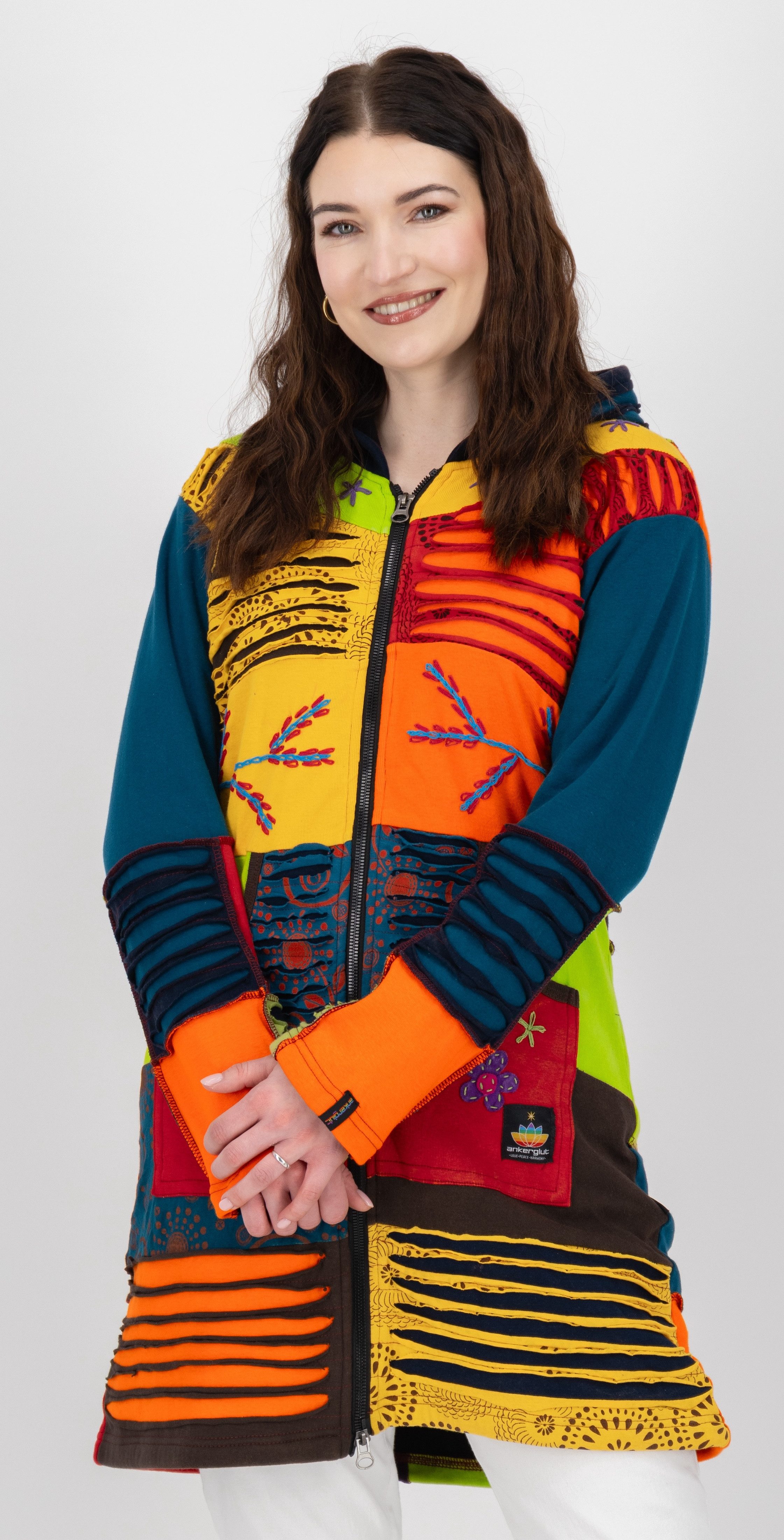 DEPROC Active Fleecejacke Patchwork NUNAVUT LONG WMN auch in Großen Größen erhältlich