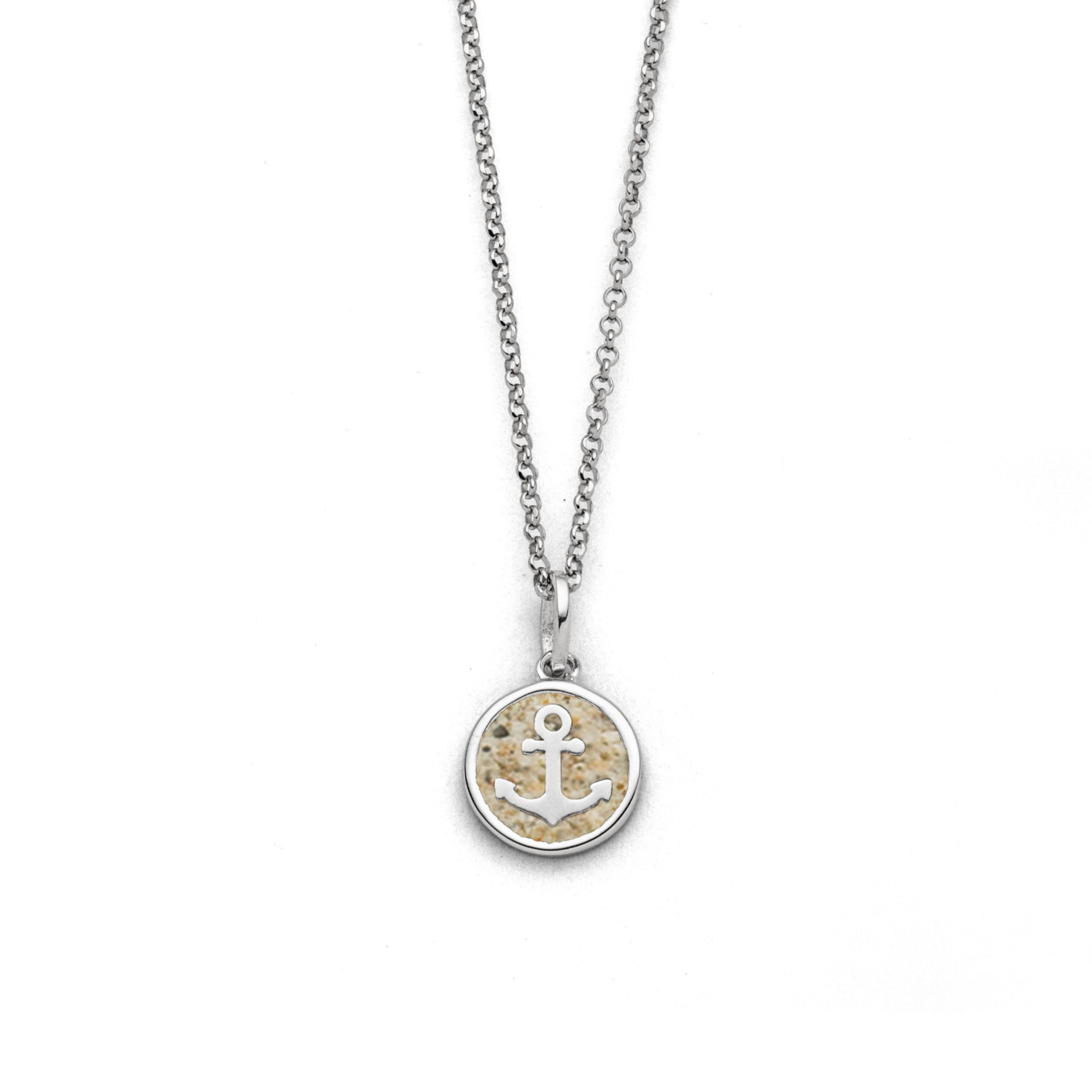 DUR Kette mit Anhänger Halskette Anker 2.0 K2964, 45 cm – Symbol für Halt & Verbundenheit, Maritimer Anhänger aus 925er Silber mit Strandsand