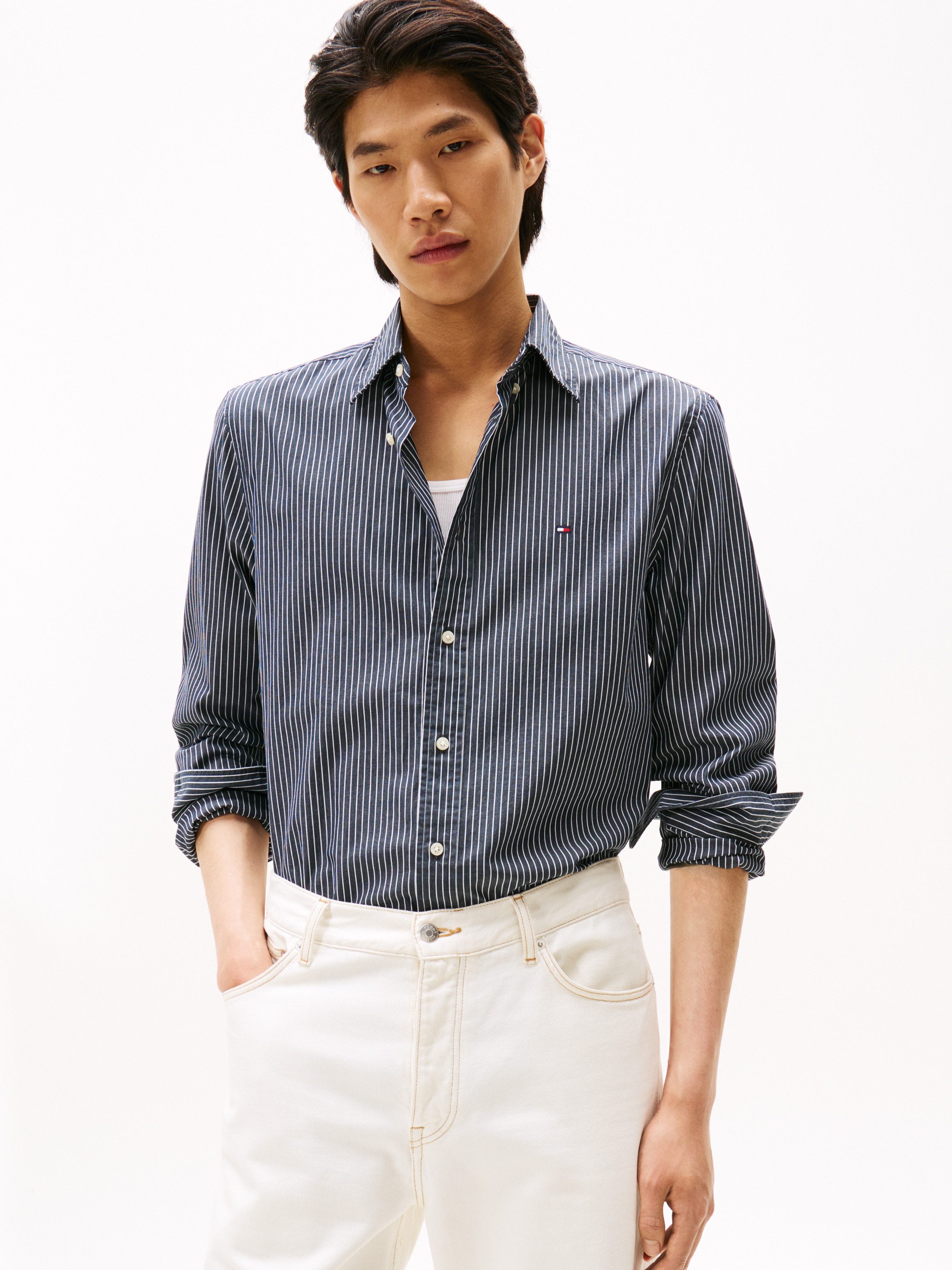 Tommy Hilfiger Langarmhemd CORE HAIRLINE POPLIN regular fit, Button-down-Kr günstig online kaufen