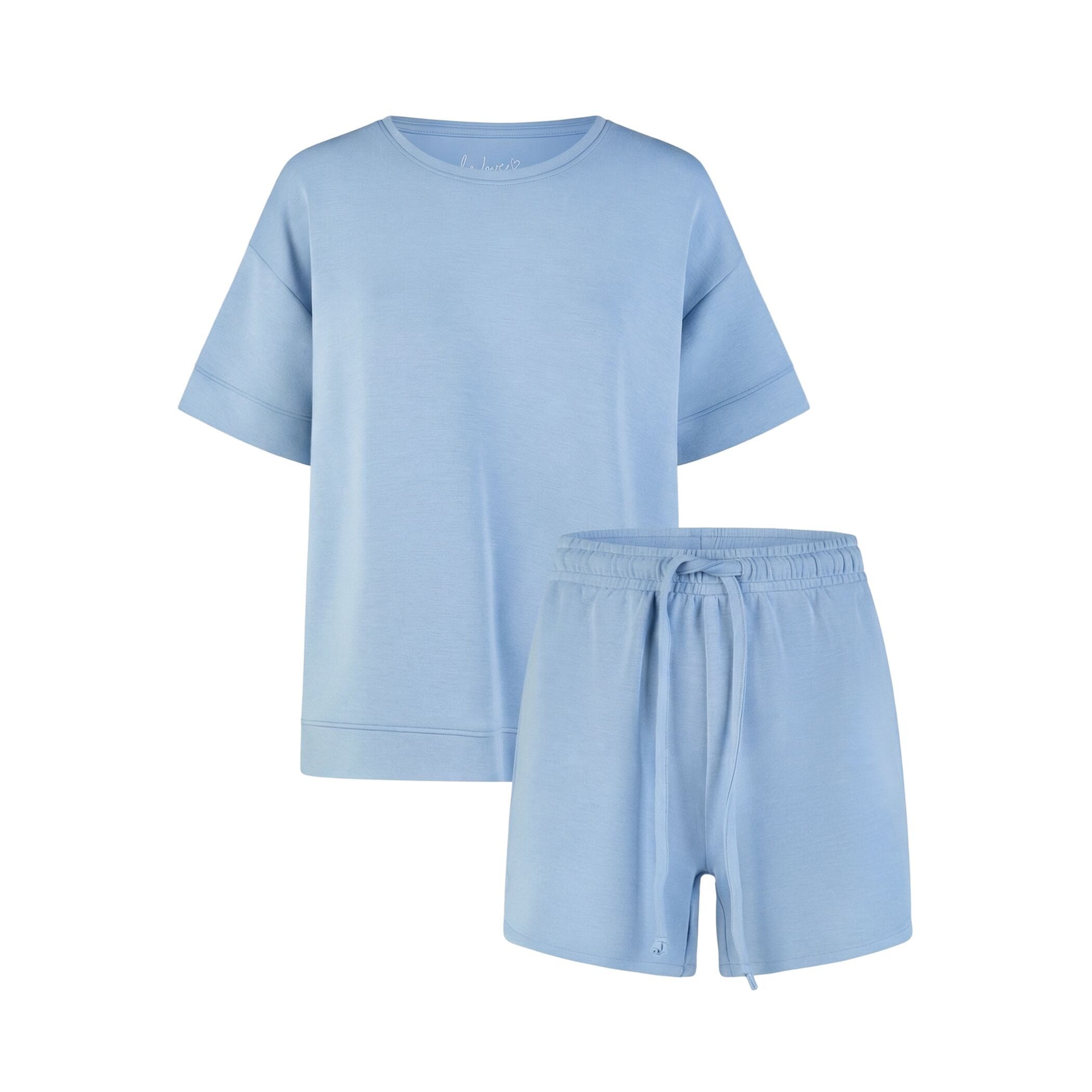 Schlafanzug by Louise Damen Pyjama – Kurzarm Schlafanzug mit kurzer Hose Blau