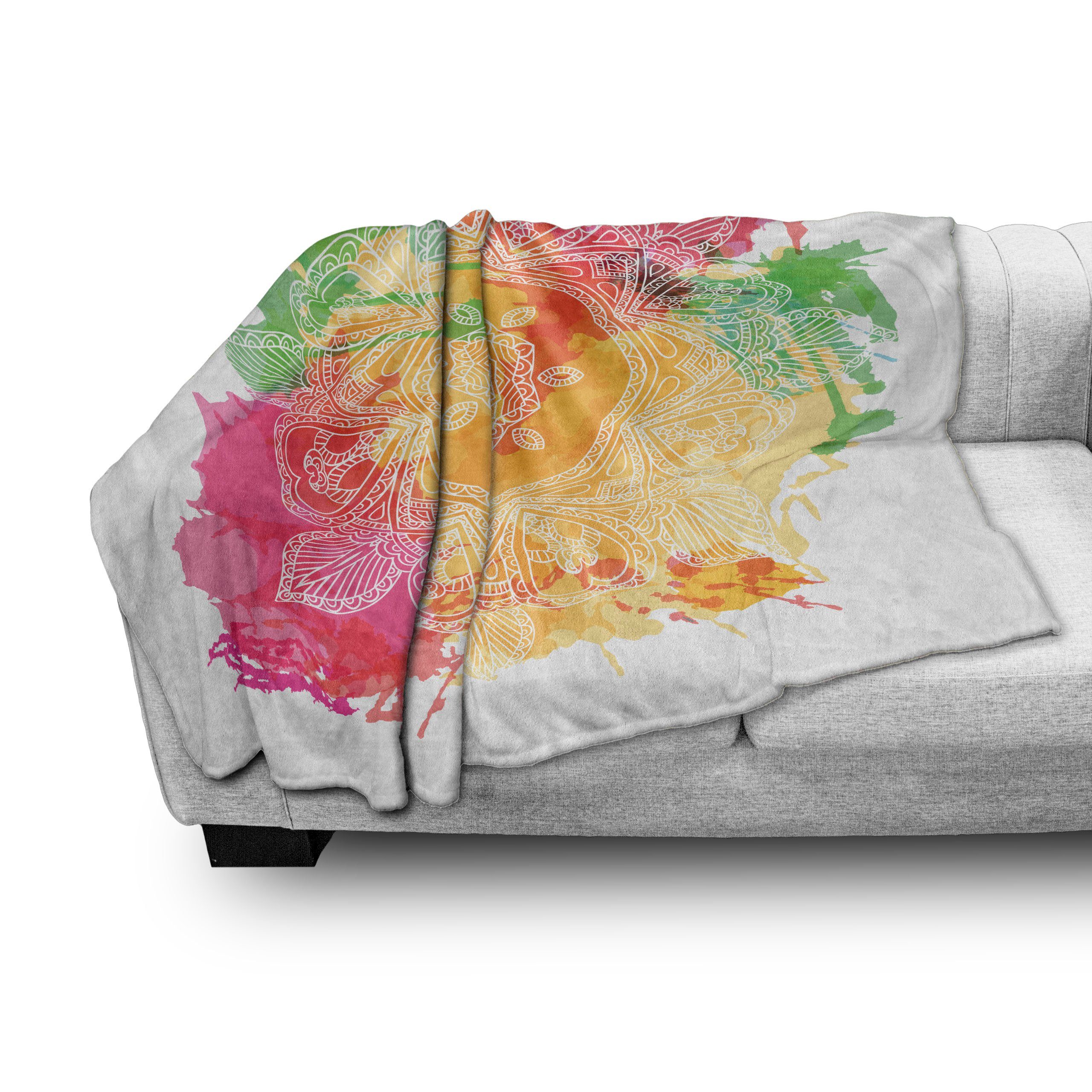 Regenbogen-Mandala Blume den Abakuhaus, Wohndecke Gemütlicher und umreißen Außenbereich, für Innen- Plüsch