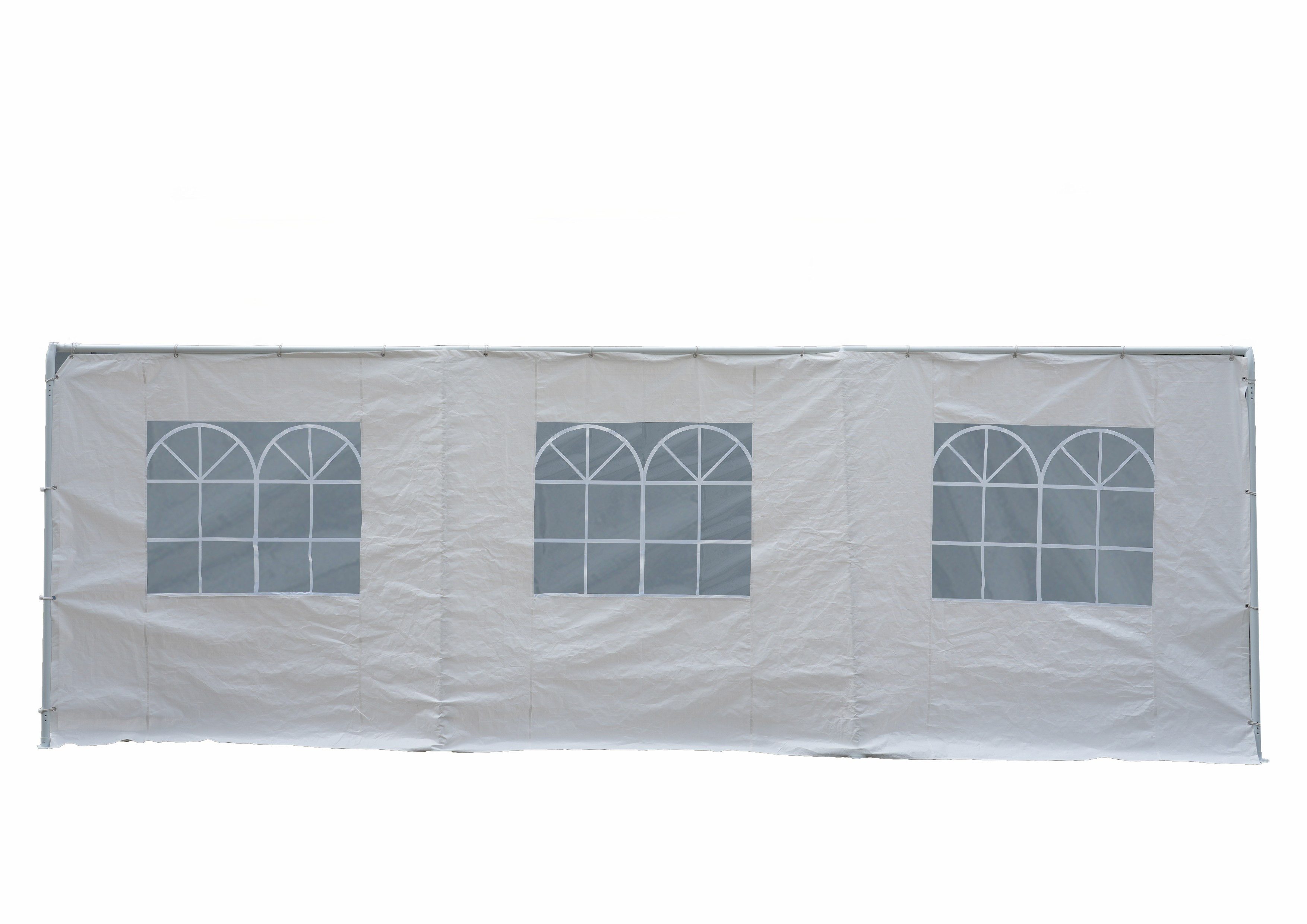 DEGAMO Pavillonseitenteil PALMA, 1x Seitenteil, 600cm, PE weiss, mit Fenstern