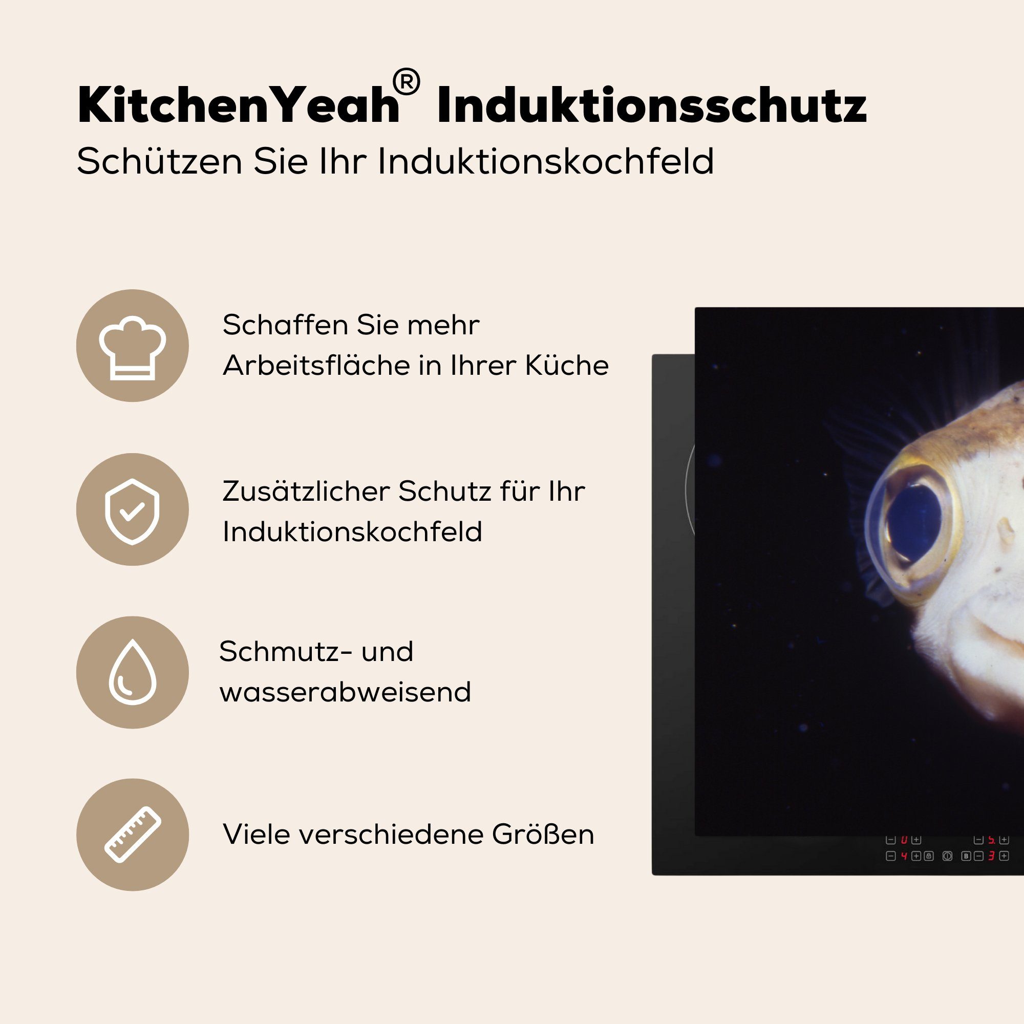 Induktionskochfeld Herdblende-/Abdeckplatte die MuchoWow Kugelfisch, 81x52 küche, Ceranfeldabdeckung tlg), Schutz für (1 cm, Nahaufnahme Vinyl,
