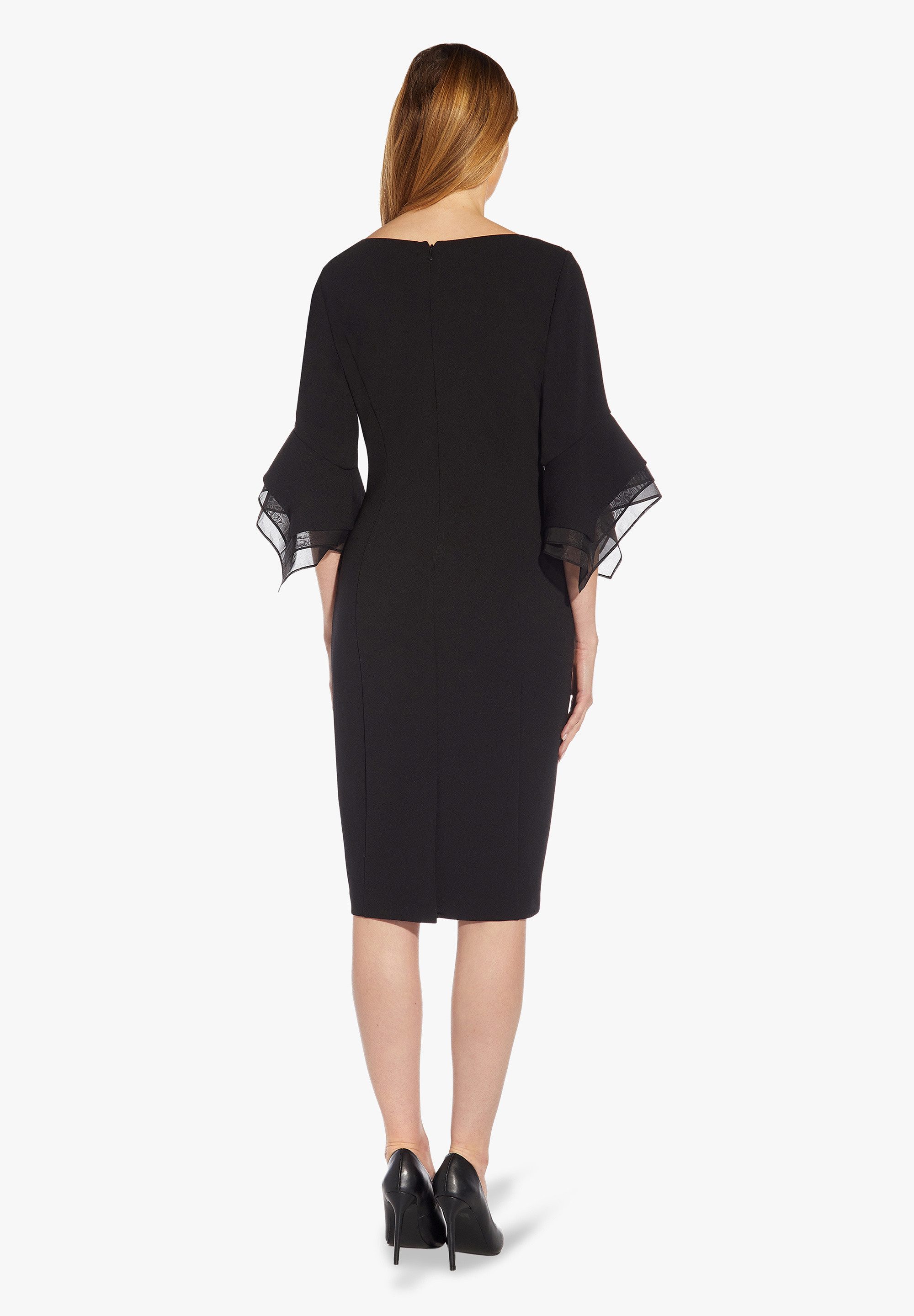 Adrianna Papell Abendkleid Knit Crepe Tiered Sleeve Dress Zeitlos, 3/4 Ärmel, schöne Silhouette