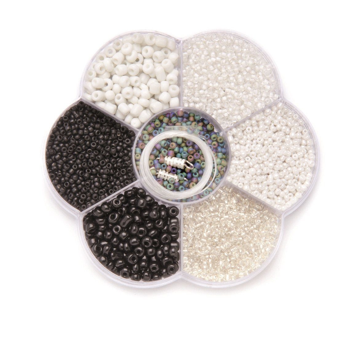 Glorex Bastelnaturmaterial Glorex Perlenmix schwarz/weiss Farbe: schwarz/weiß