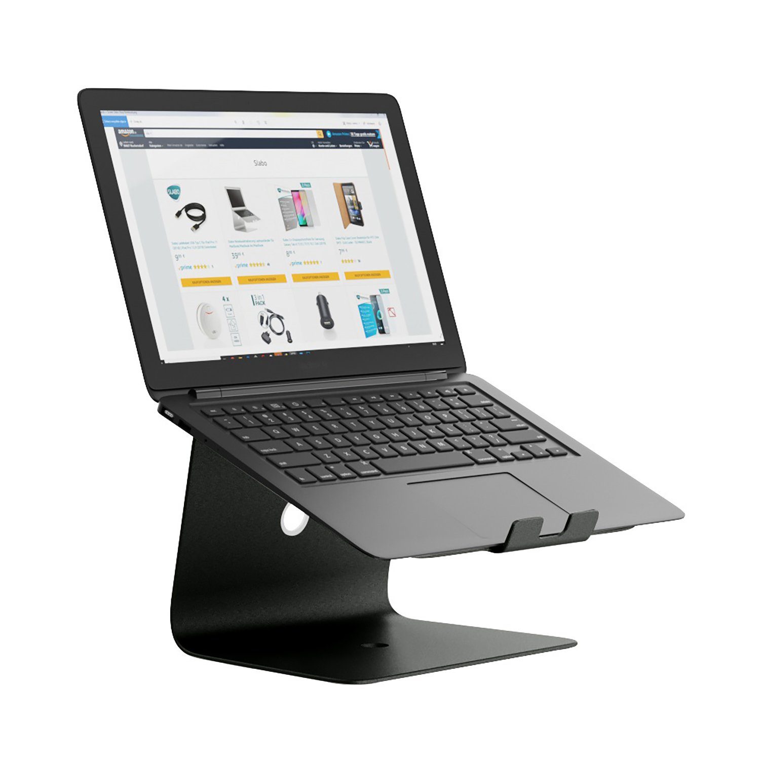 SLABO Laptop-Ständer Notebookhalterung Laptopständer für Mac Book, MacBook Air, MacBook Pro, alle Notebooks, Laptops "Aluminium" - SCHWARZ / BLACK