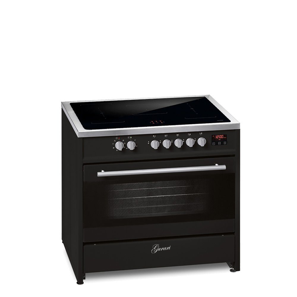 GURARI Induktions-Standherd 90 5 FLEX Garantie, BL/5 cm/ 913 E Cooker ZONEN/ Jahres Zonen Booster/ 121L Range /