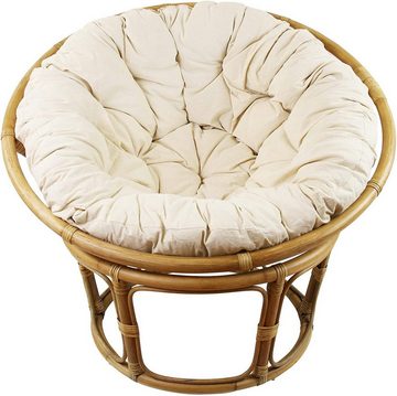 Dekoleidenschaft Relaxsessel Papasansessel aus Rattan, inkl. Kissen aus Baumwolle, beige, Korbsessel, Liegesessel, Clubsessel, Rattansessel