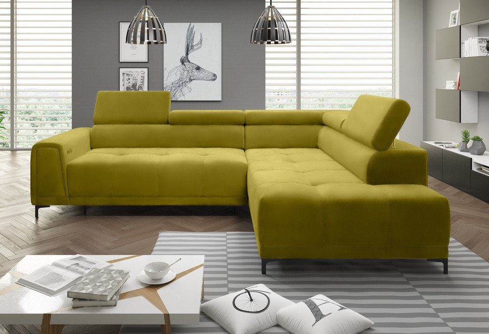 Stylefy Ecksofa Volter, L-Form, Eckcouch, Relaxfunktion, Sitztiefenverstellung, Design Modern mane bestellbar, links Kopfteil- und oder mit elektrischer inklusive rechts