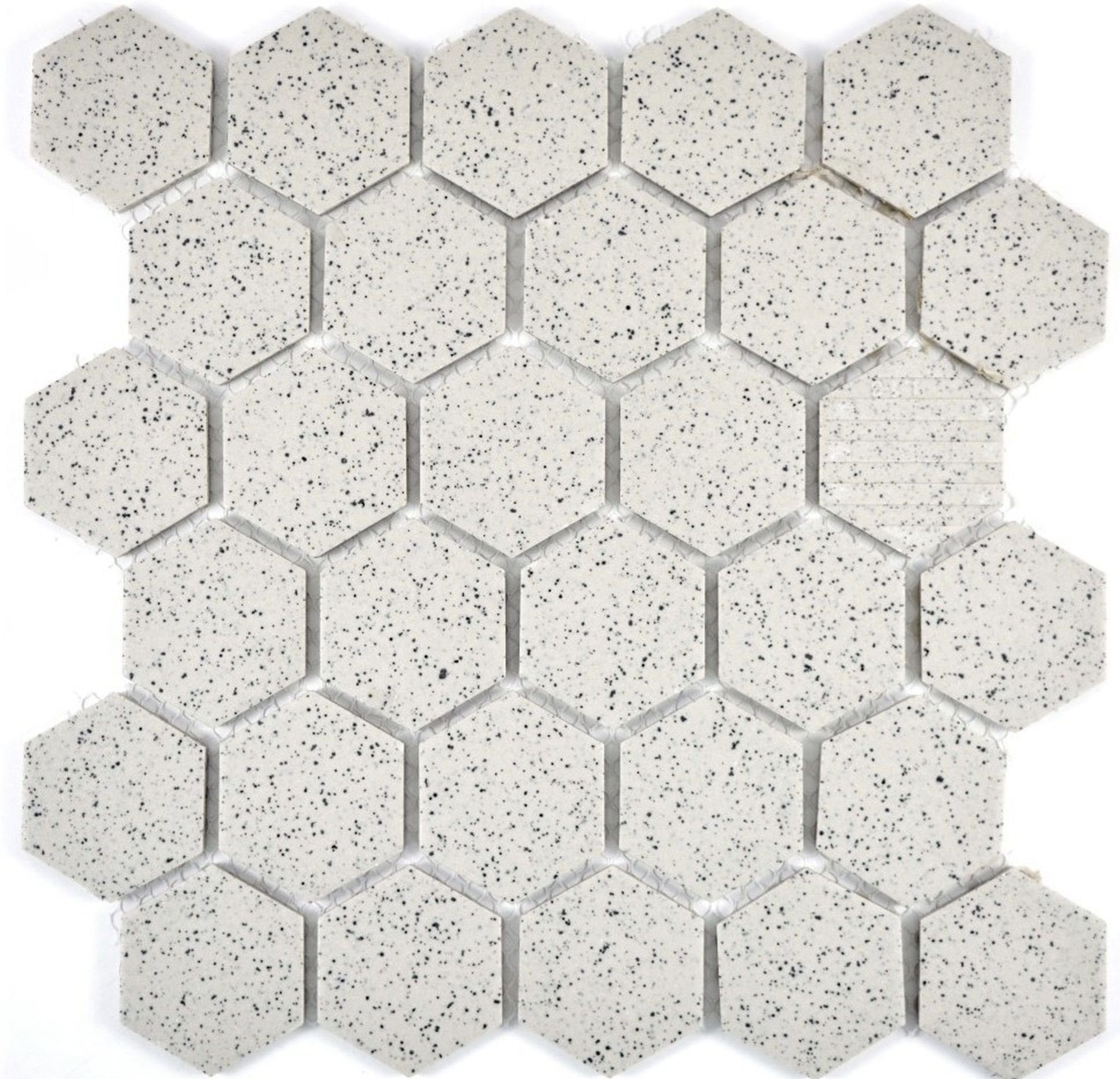 Mosani Bodenfliese Hexagonale Sechseck Mosaik Fliese Keramik cremeweiß Hexagaon, Keramik, Rutschhemmend