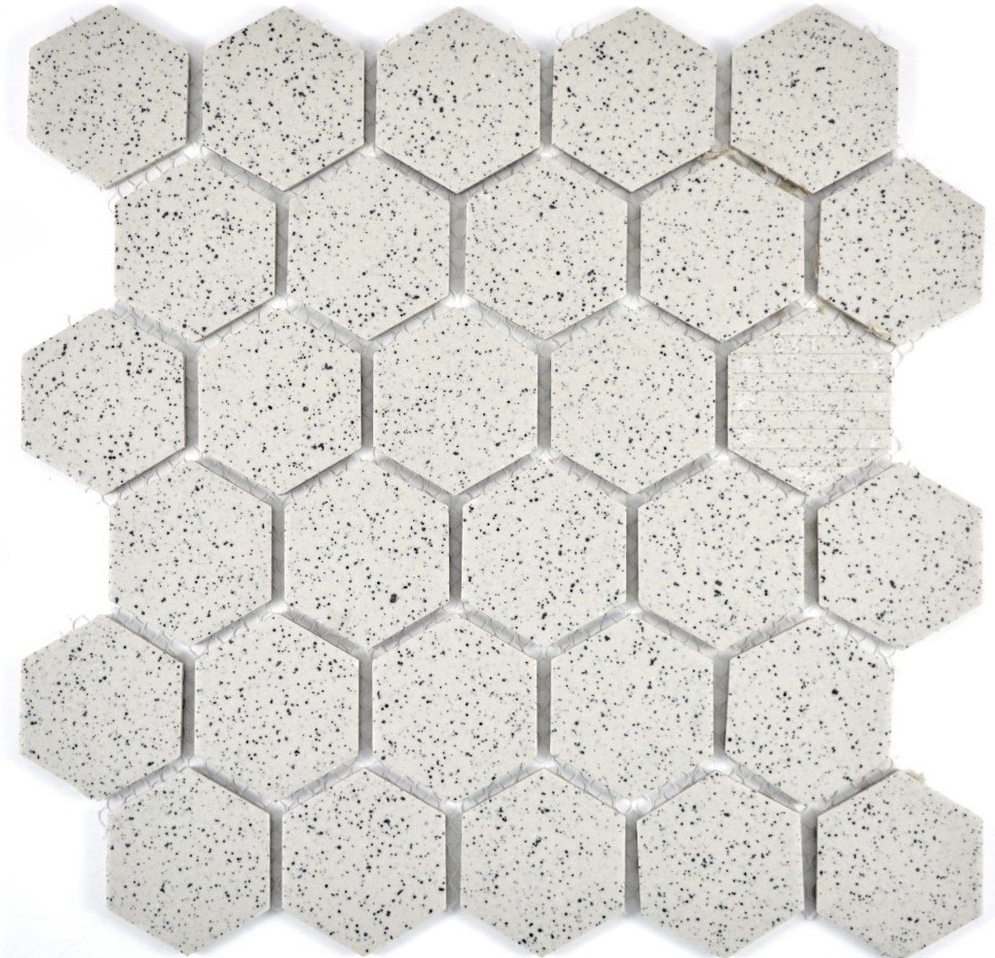 Mosani Keramik Bodenfliese Hexagonale Sechseck Fliese Hexagaon, Keramik Rutschhemmend Mosaik cremeweiß