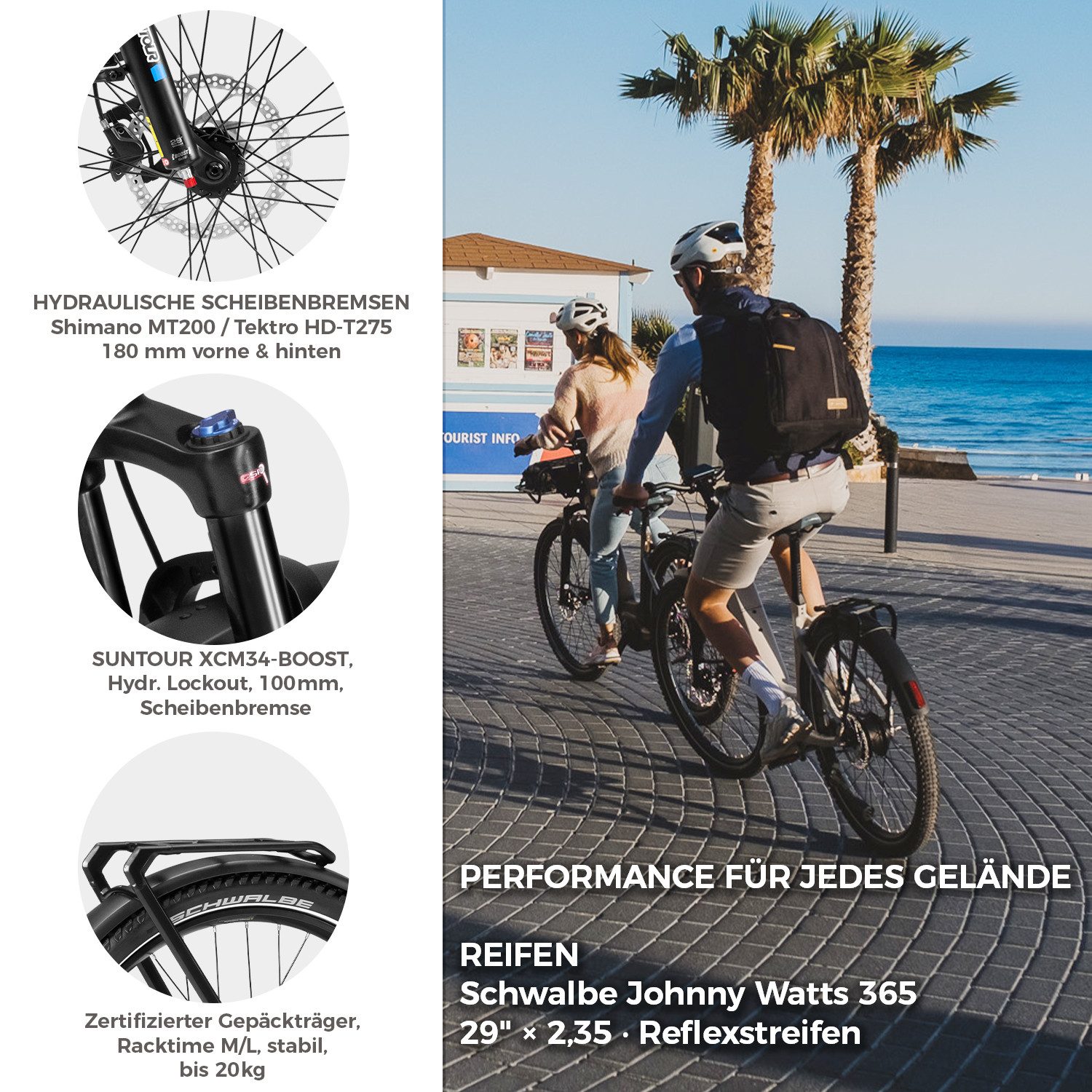 DERUIZ E-Bike Mountainbike 29 Zoll, 110Nm Mittelmotor, Mica Pro, SUV, Carbon-Riemenantrieb, Nabenschaltung, Mittelmotor, 720 Wh, (Trittfrequenz- und Drehmomentsensor, 120 Lux Frontlicht, bis zu 180kg), 180km, Max. 900W, Bluetooth + APP, Elektrofahrrad mit Tiefeinsteiger