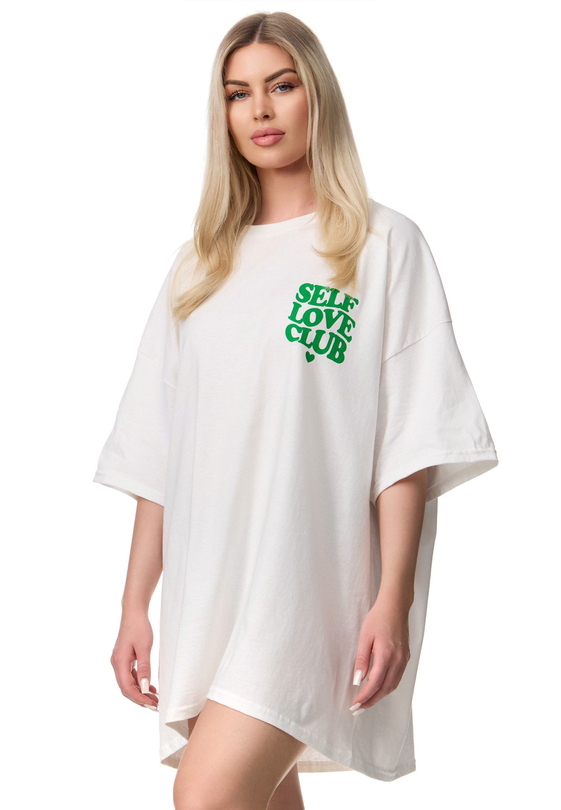 Worldclassca T-Shirt Worldclassca Oversized Print LOVE CLUB T-Shirt lang Sommer Oberteil