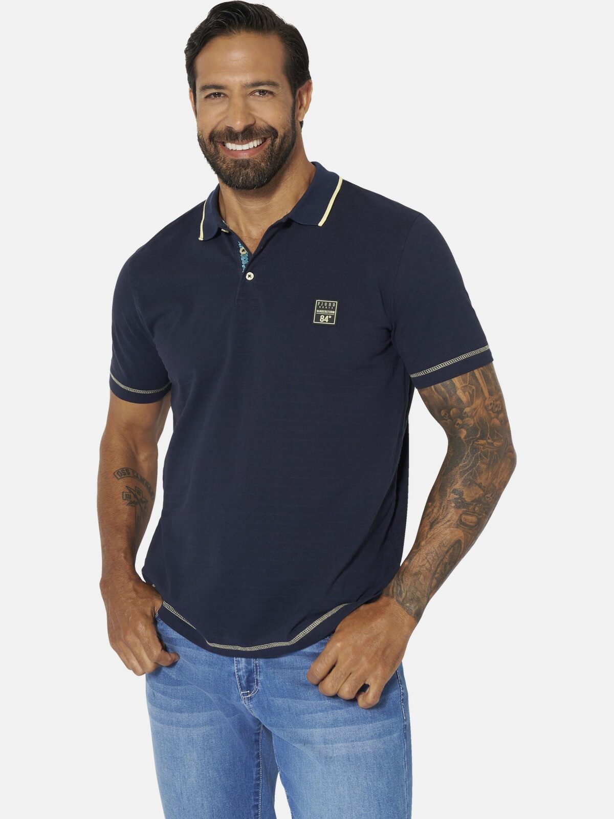 Jan Vanderstorm Poloshirt JONATAR mit modernen Strukturstreifen