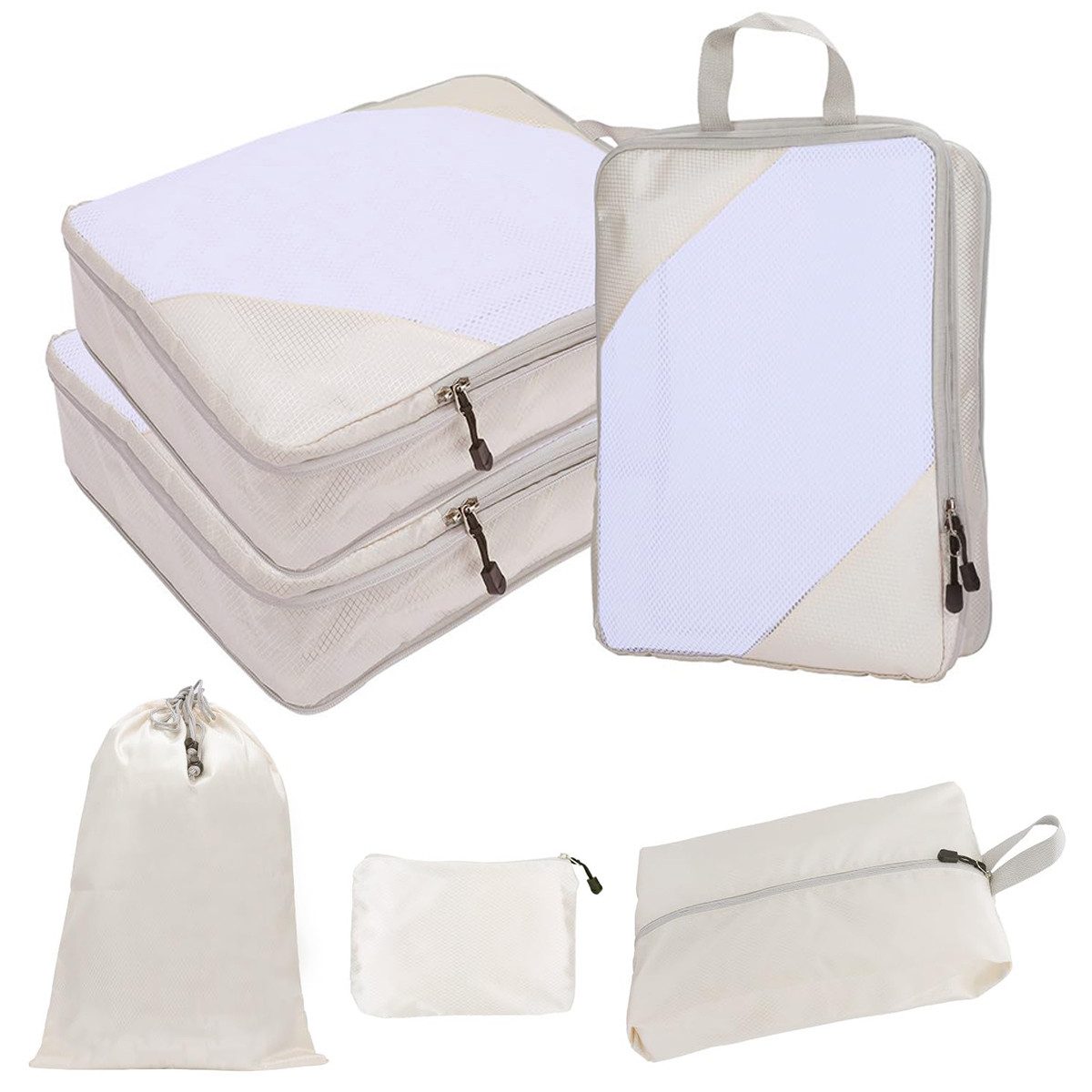 BlingBin Kofferorganizer 6 Teilige Kompressionspackwürfel Kleidertaschen Koffer Organizer (1er Set, 6-tlg., Koffer-Organizer, Reisegepäck-Organizer), Organizer Packing Cube Compression,für Koffer,Backpack,Reise Organizer