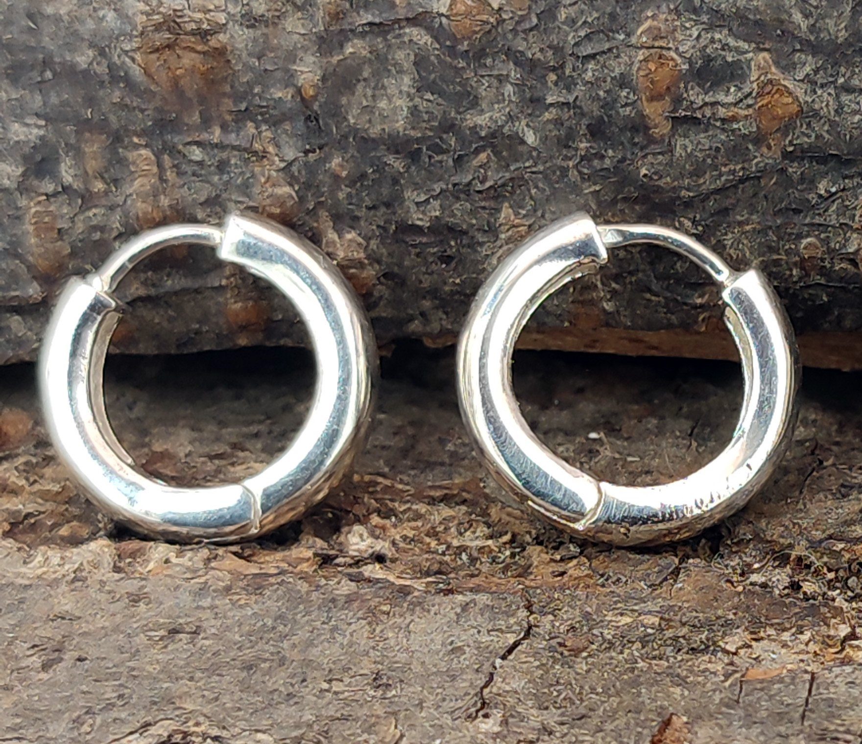 Paarpreis 925 Ohrringe Klappcreole Silber Ohr Kreolen of Leather Ohrring-Set Kiss 16mm