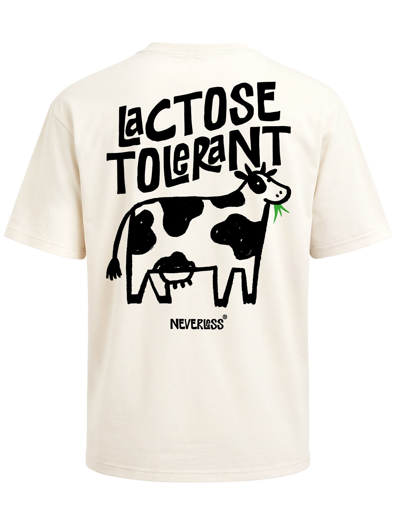 Neverless Oversize-Shirt Herren T-Shirt Backprint - Kuh Lactose - Oversized Relaxed Fit Sommer mit Print
