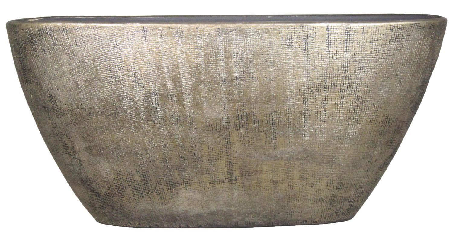 INNA-Glas Dekoschale Schiffchen Keramik Schale mit Maserung, Gold, 73x17x36 cm