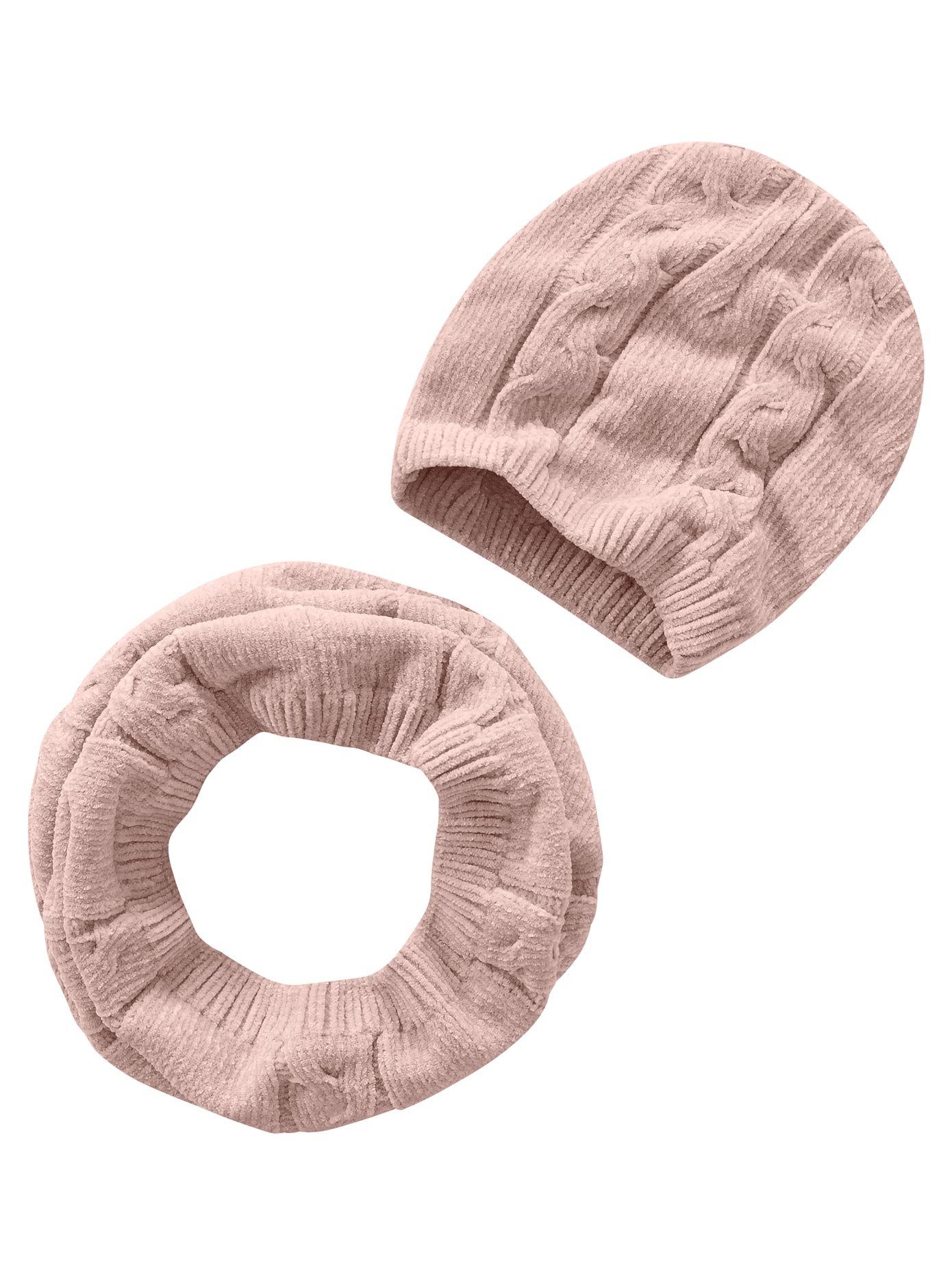 SCHLAUCHSCHAL VON HEINE ZOPFMUSTER UND RIPPENSTRICK BEIGE STRICKSCHAL NEU