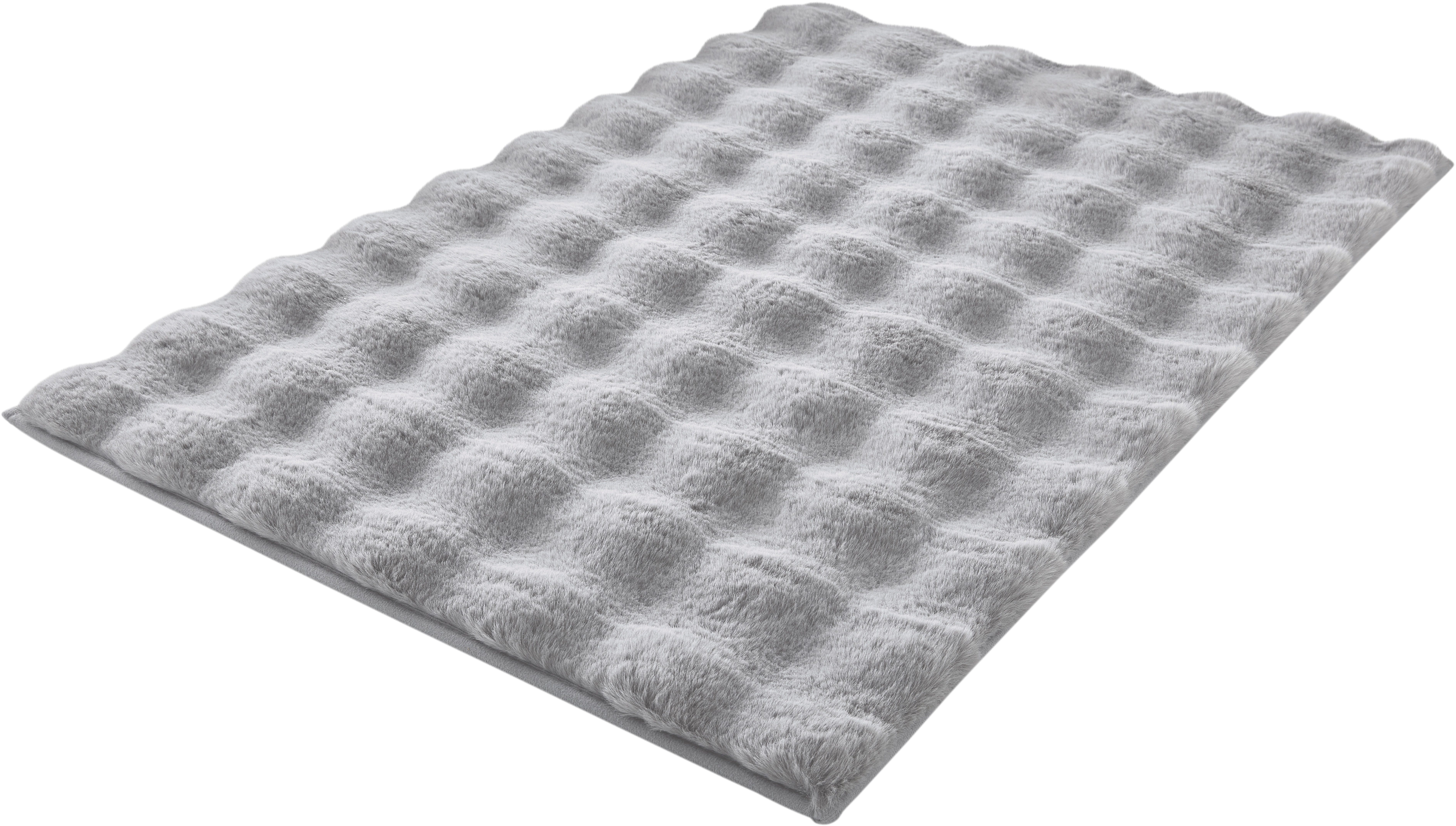 Kleine Wolke Badematte Cloud, Badvorleger, Badezimmer Teppich, Höhe 28 mm, rutschhemmend beschichtet, fußbodenheizungsgeeignet, Polyester, rechteckig, Badteppich, Uni Farben, Hoch-Tief Effekt, besonders weich