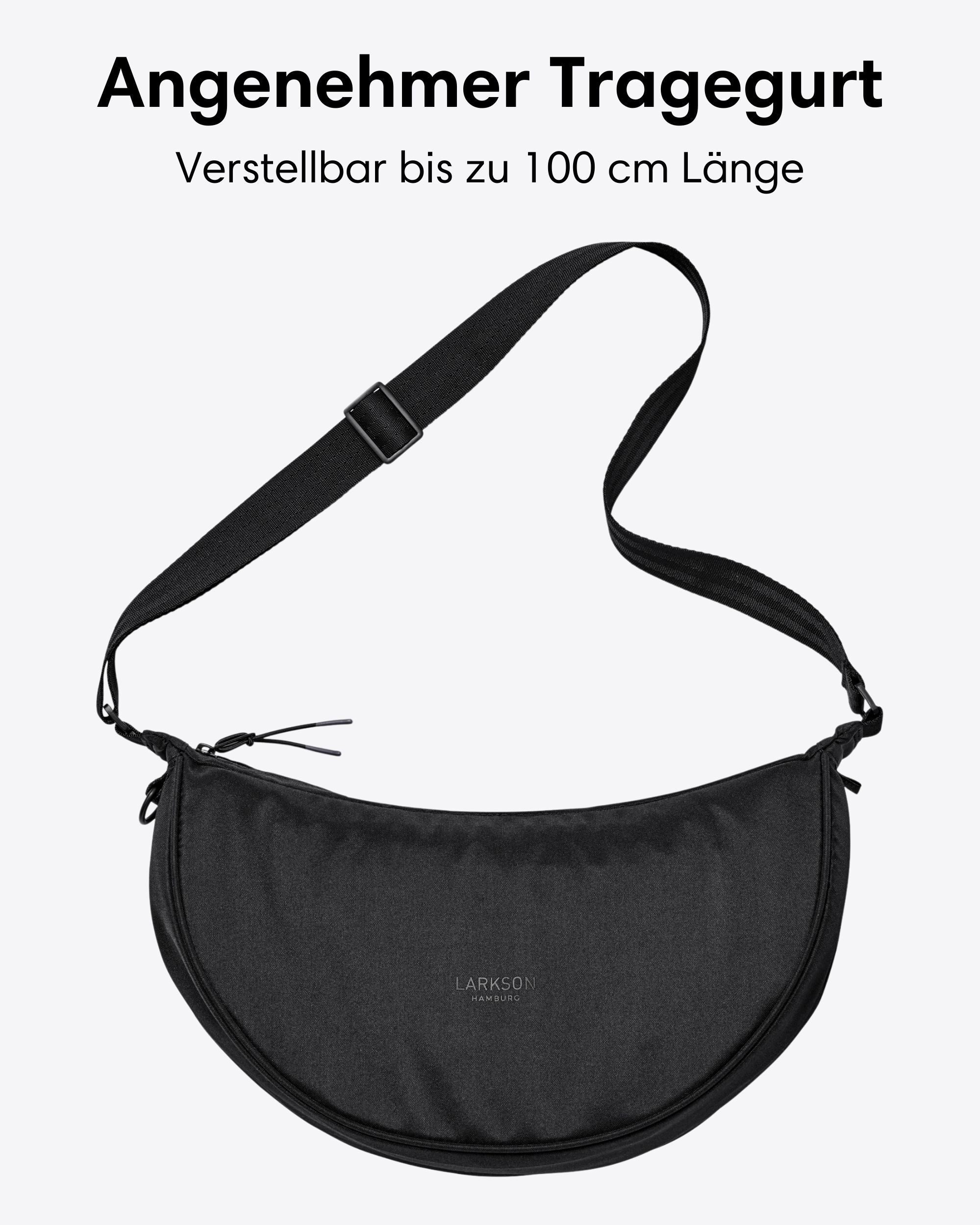 LARKSON Umhängetasche Solveig Medium Halbmondtasche für Damen und Herren, Stylische Crossbody Bag in Halbmond Form