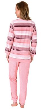 Normann Pyjama Damen Pyjama lang in Streifenoptik mit Bündchen - auch in Übergrößen