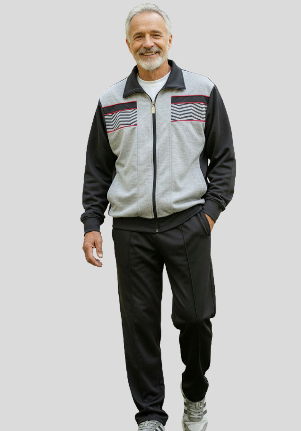 Herbold Sportswear Trainingsanzug Herren Freizeitanzug Sportanzug (2-tlg), mit Biesennaht, Reißverschluss-Taschen, Kontrastpaspel