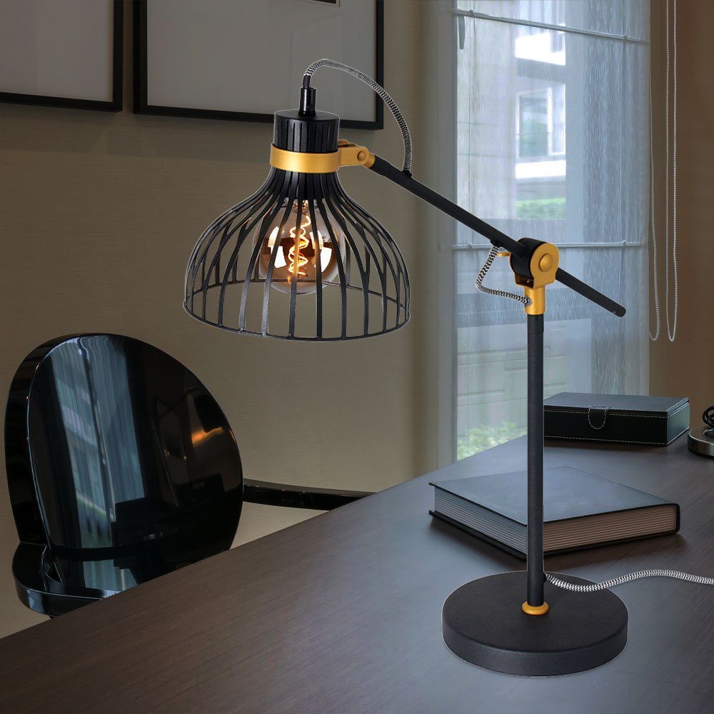 Steinhauer LIGHTING Schreibtischlampe, Leuchtmittel nicht inklusive,  Tischlampe Schreibtischleuchte Metall schwarz Retro verstellbar H 60cm