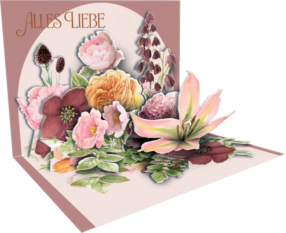 COPPENRATH DIE SPIEGELBURG Stiftehalter Pop-up-Grußkarte Blumen – Blütenzauber