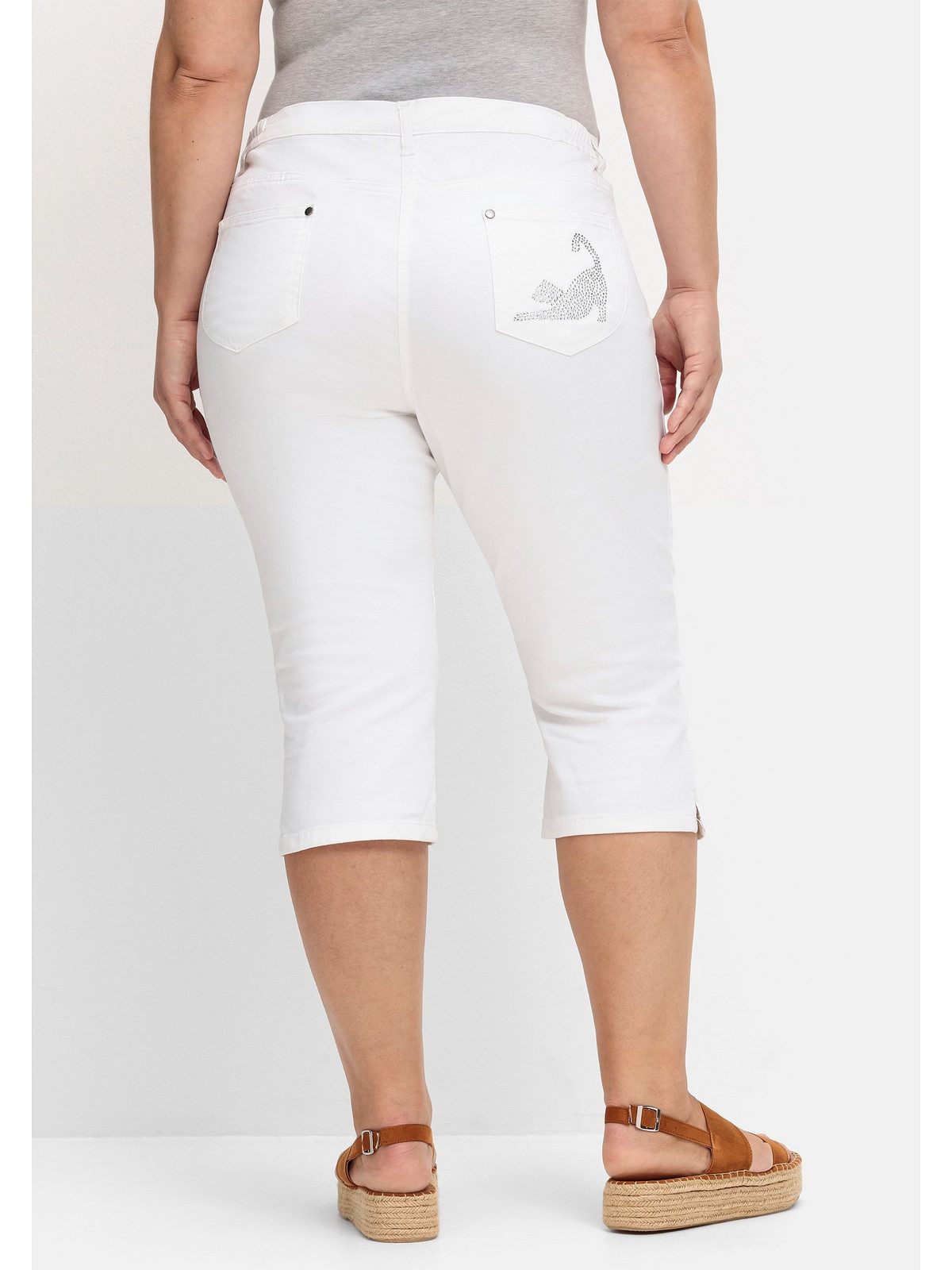 Sheego Caprijeans Große Größen mit Teilgummibund günstig online kaufen