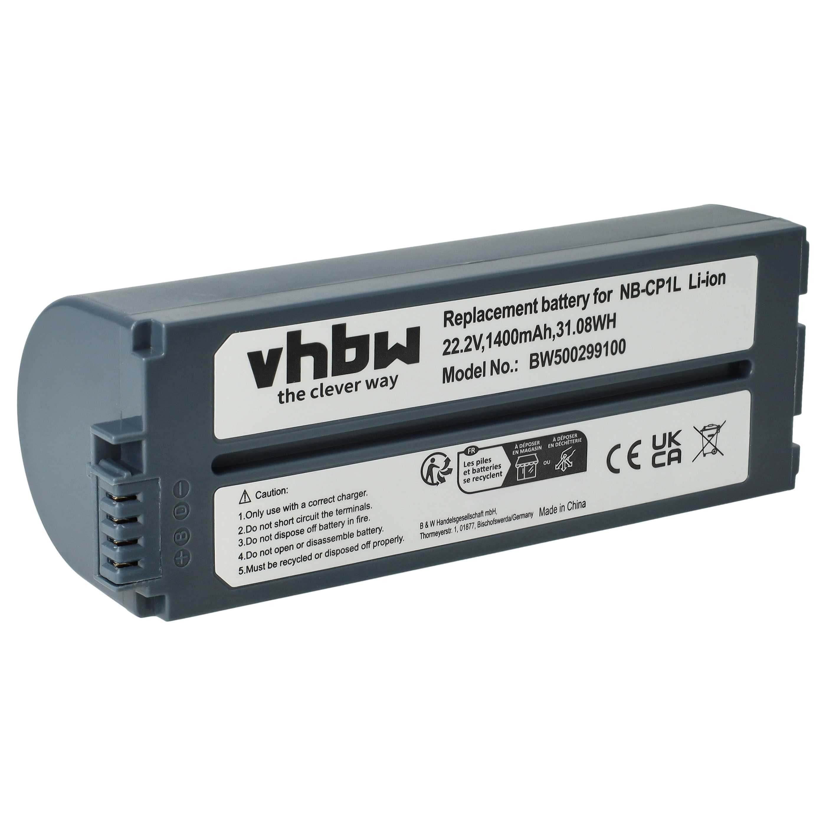vhbw Akku passend für Canon Selphy CP-1200, CP-1000, CP-100, CP-1300, Akku Akku Li-Ion 1400 mAh (22,2 V, 1 St), Leistungsfähiger Austausch-Akku für Drucker, Fotodrucker