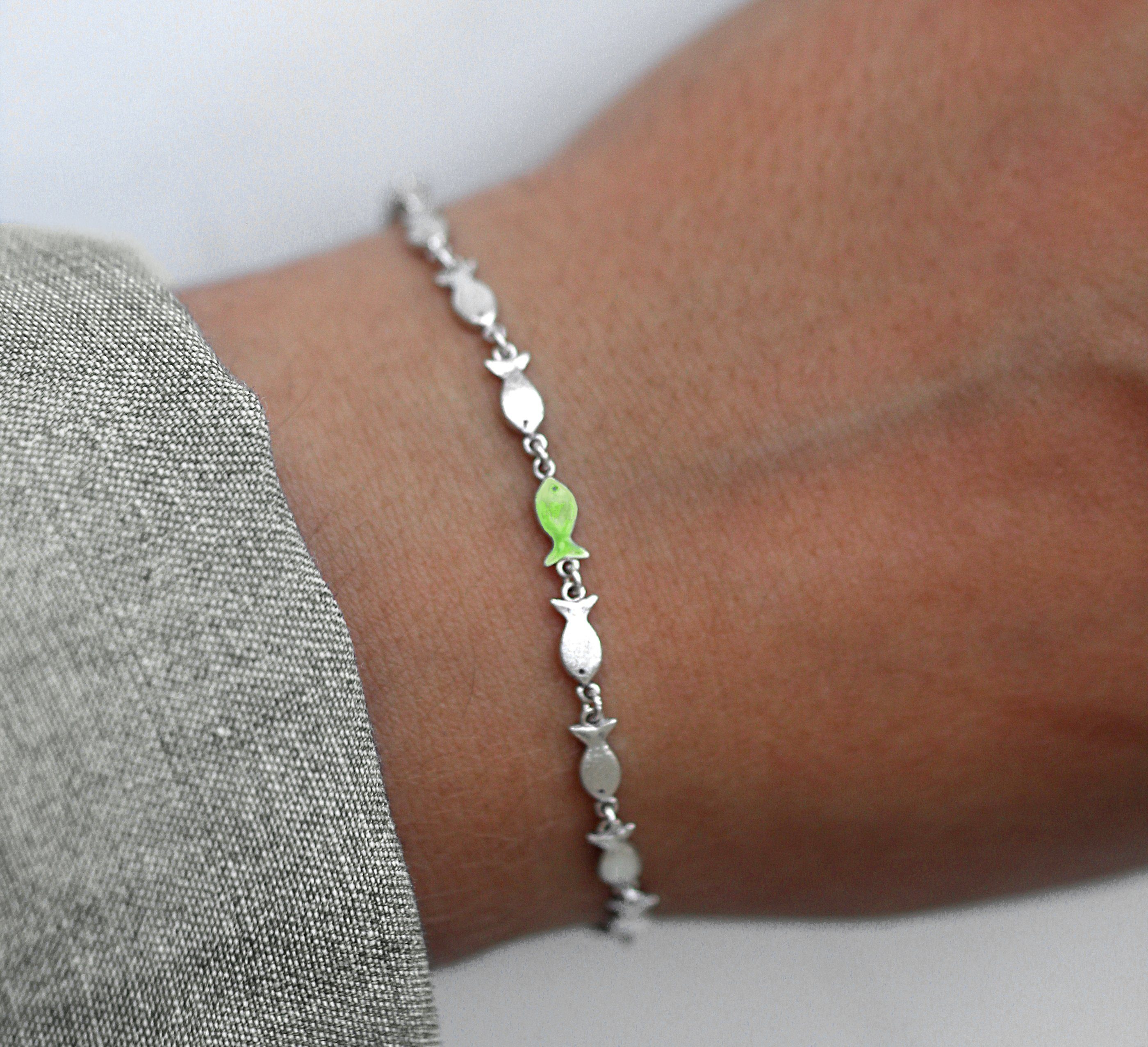 Villa Sorgenfrei Schmuckmanufaktur Silberarmband Gegen den Strom Armband 925 Silber und Grün (1-tlg)