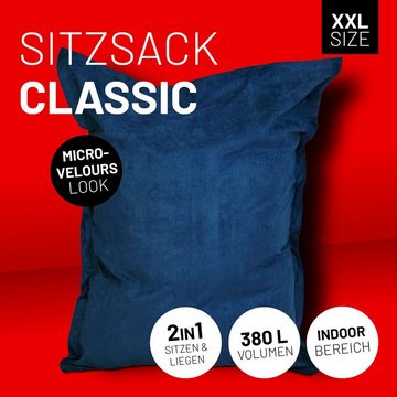 Lumaland Sitzsack Luxury Riesensitzsack XXL Bodenkissen, 380L 140x180cm waschbar wasserfest In-& Outdoor 5 Jahre Garantie