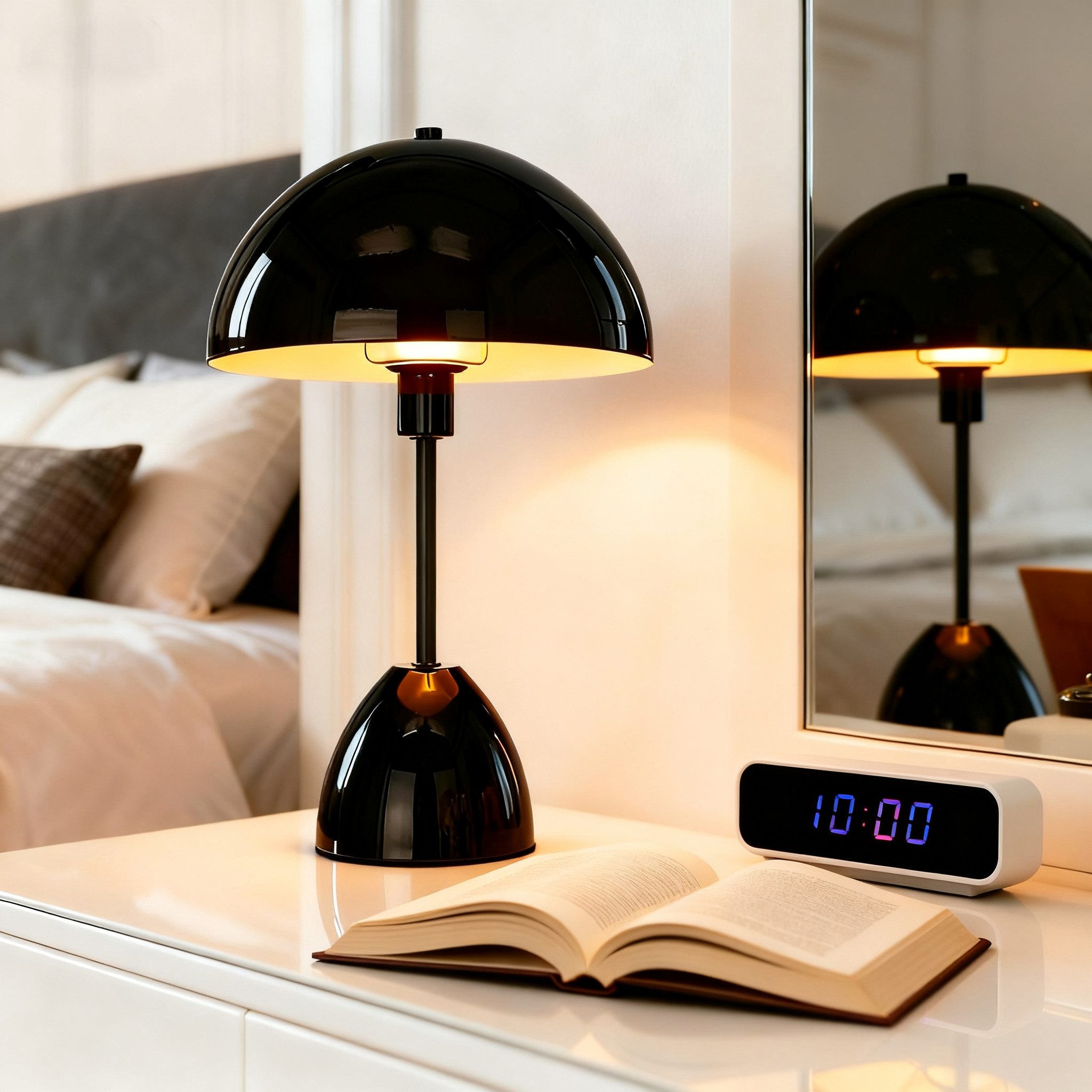 OTTO home Tischleuchte Dorrio Pilzlampe, Leuchtmittel wechselbar, ohne Leuchtmittel, Textilkabel blendfreie Nachttischleuchte, Tischlampe, E14, Pilz, Lampe