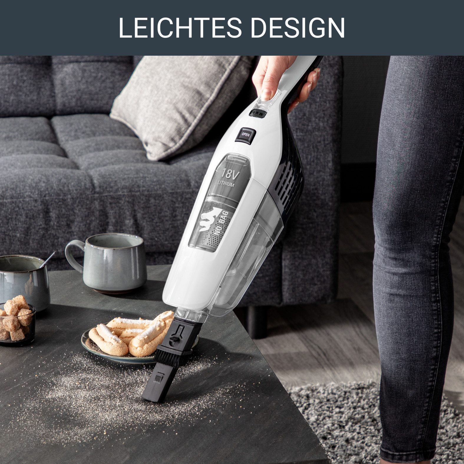 Rowenta Akku-Stielstaubsauger Dual Force 2-in-1, mühelose Aufbewahrung, klappbarer Griff, LED-Düse, beutellos, besonder leicht, langlebige Batterie, 2 Geschwind – Bild 4 von 5