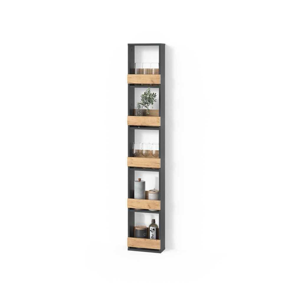 Livinity® Weinregal Regusa, Goldkraft Eiche/Anthrazit/Anthrazit, 30 x 180 cm, 1-tlg.