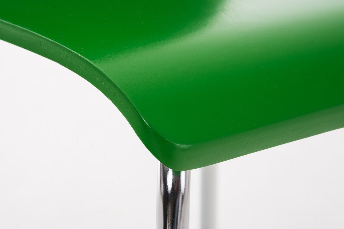Holz Sitzfläche Besucherstuhl - - (Besprechungsstuhl Gestell: TPFLiving mit grün - Sitzfläche: ergonomisch Metall geformter - Peppo Konferenzstuhl chrom Warteraumstuhl Messestuhl),