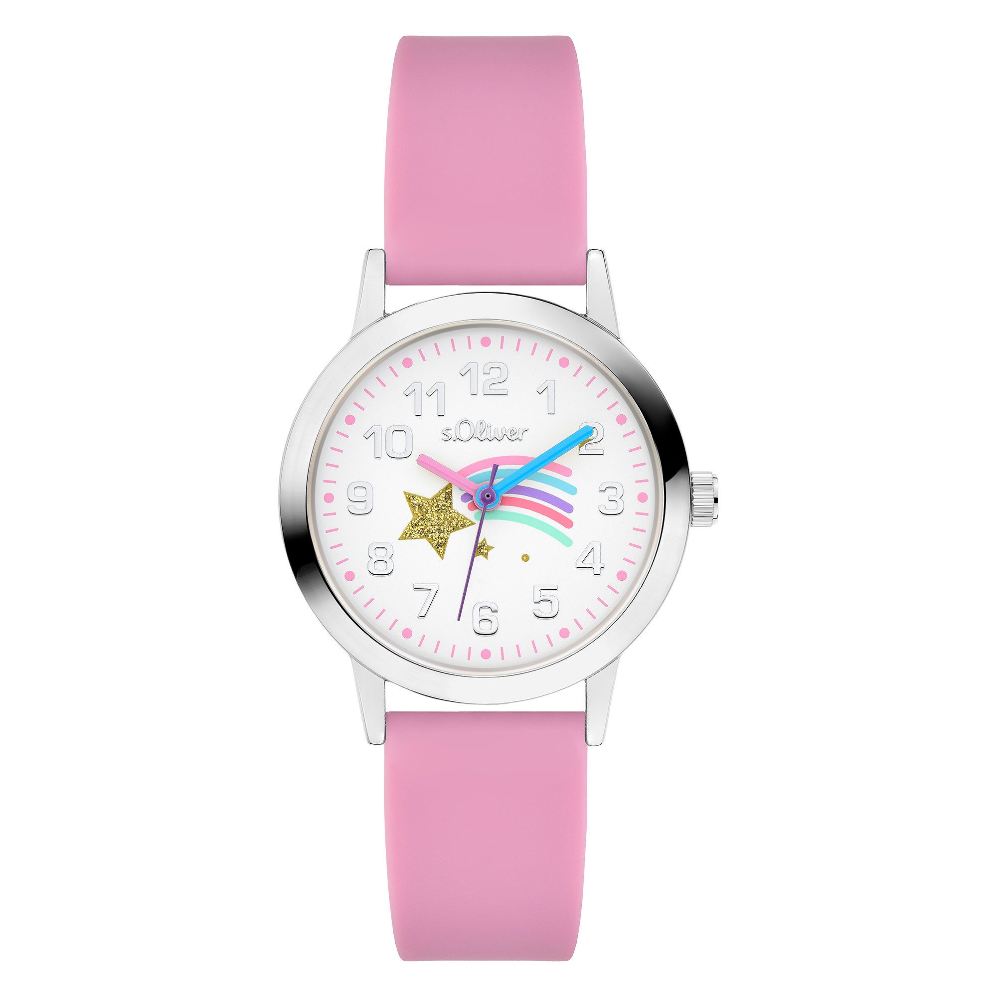 s.Oliver The Twinkle Fun SO-4514-PQ, Armbanduhr, Silikonarmband, Kinderuhr, Mädchen, analog