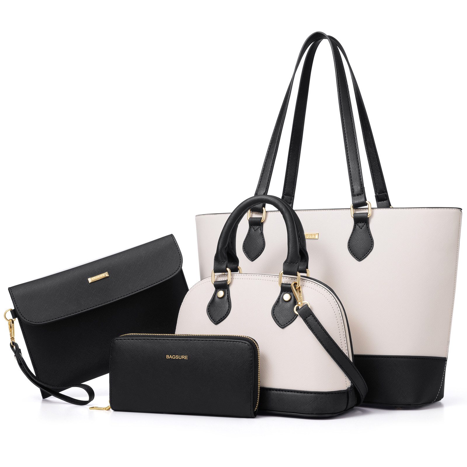 OKWISH Henkeltasche Umhängetasche Tragetasche Aktentasche Handtasche (Arbeitstasche Messenger-Tasche Top Griff mit Schultergurt, 4-tlg., Bürotasche, Ledertasche, Unitasche, Freizeittasche, Kunstleder), für Frauen Arbeit Business Schule Büro Reisen usw
