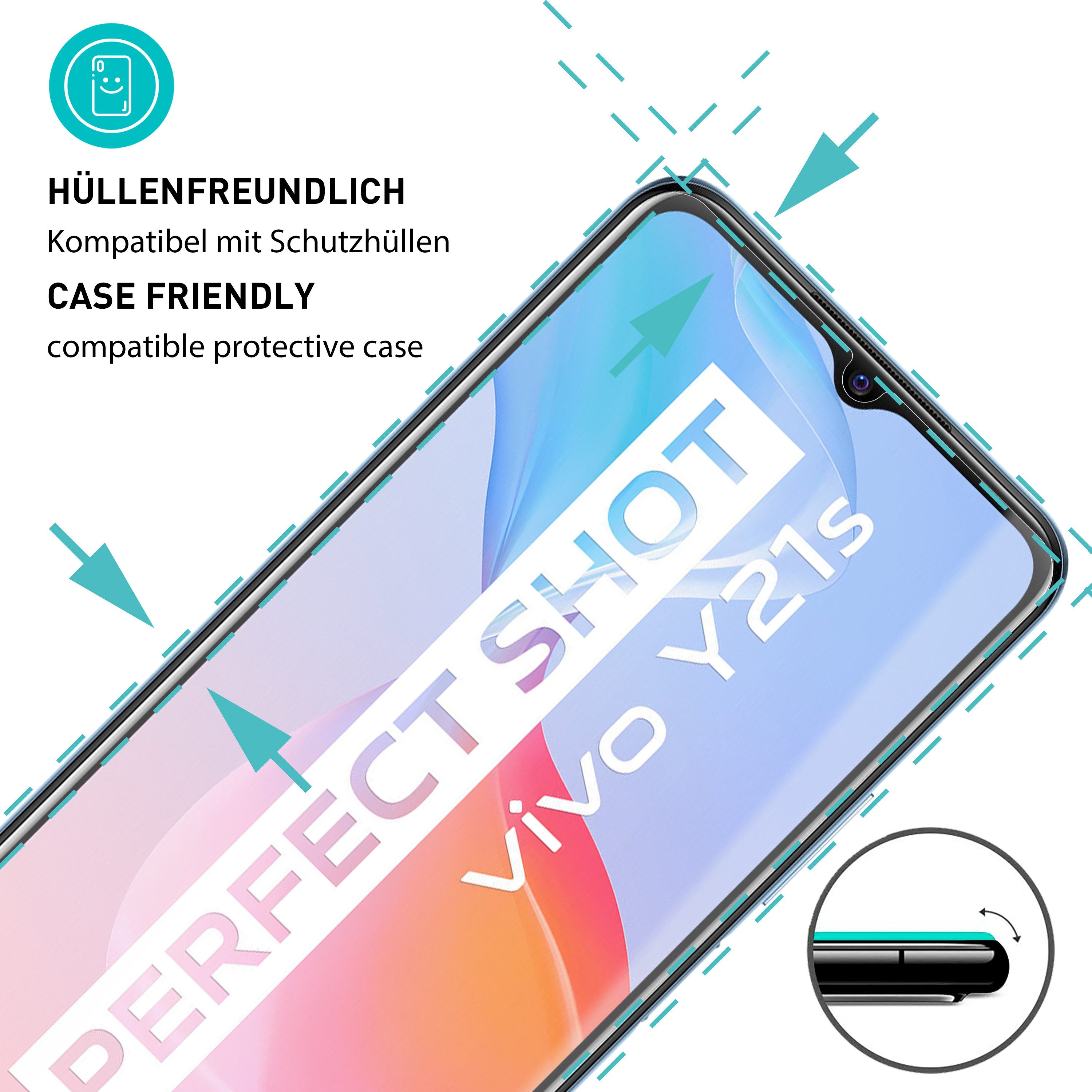 smartect Displayschutzglas Schutzglas Panzerfolie Klar für Vivo Y21 / Y21s / Y33s / Y11s / Y20s, Set, 3 Stück, Schutzfolie Glasschutz