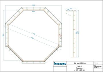 Interline Achteckpool Java (Komplett-Set, inkl. Wärmepumpe, Skimmer und Holzleiter), ØxH: 530x136 cm