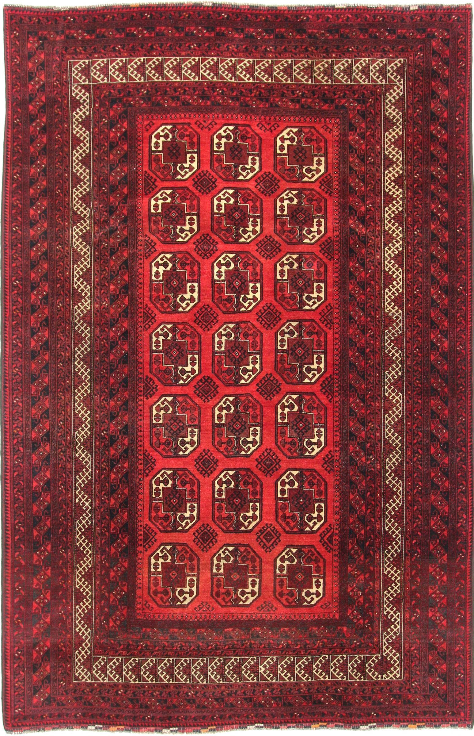 Orientteppich »Orientteppich Afghan Akhche 311x200 Handgewebter Teppich«, Nain  Trading, Höhe 0.6 mm