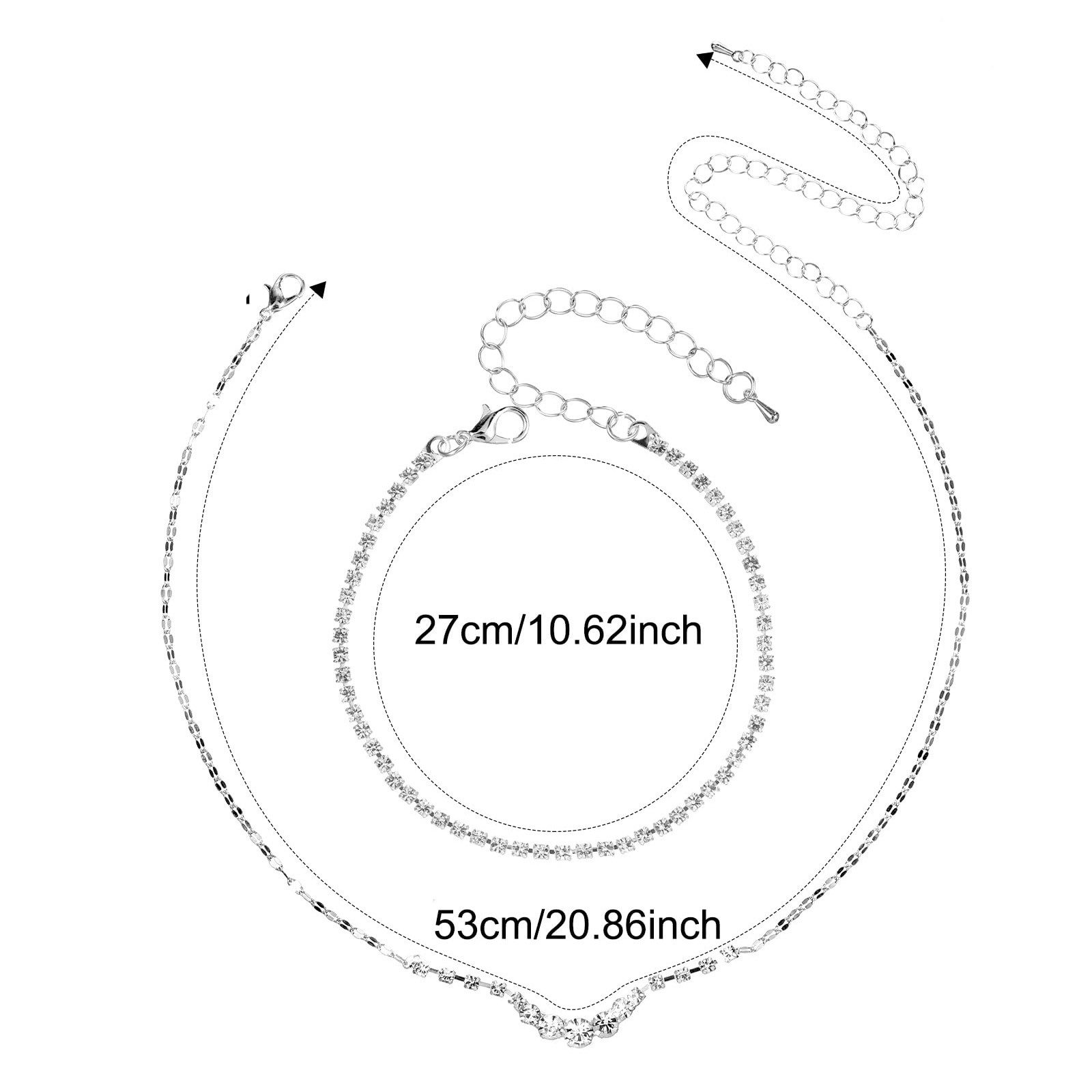 Zaewry Schmuckset Modisches Strass-Halsketten und Armband-Schmuckset (2-tlg), 2-teiliges Damen-Schmuckset – Bild 5 von 5