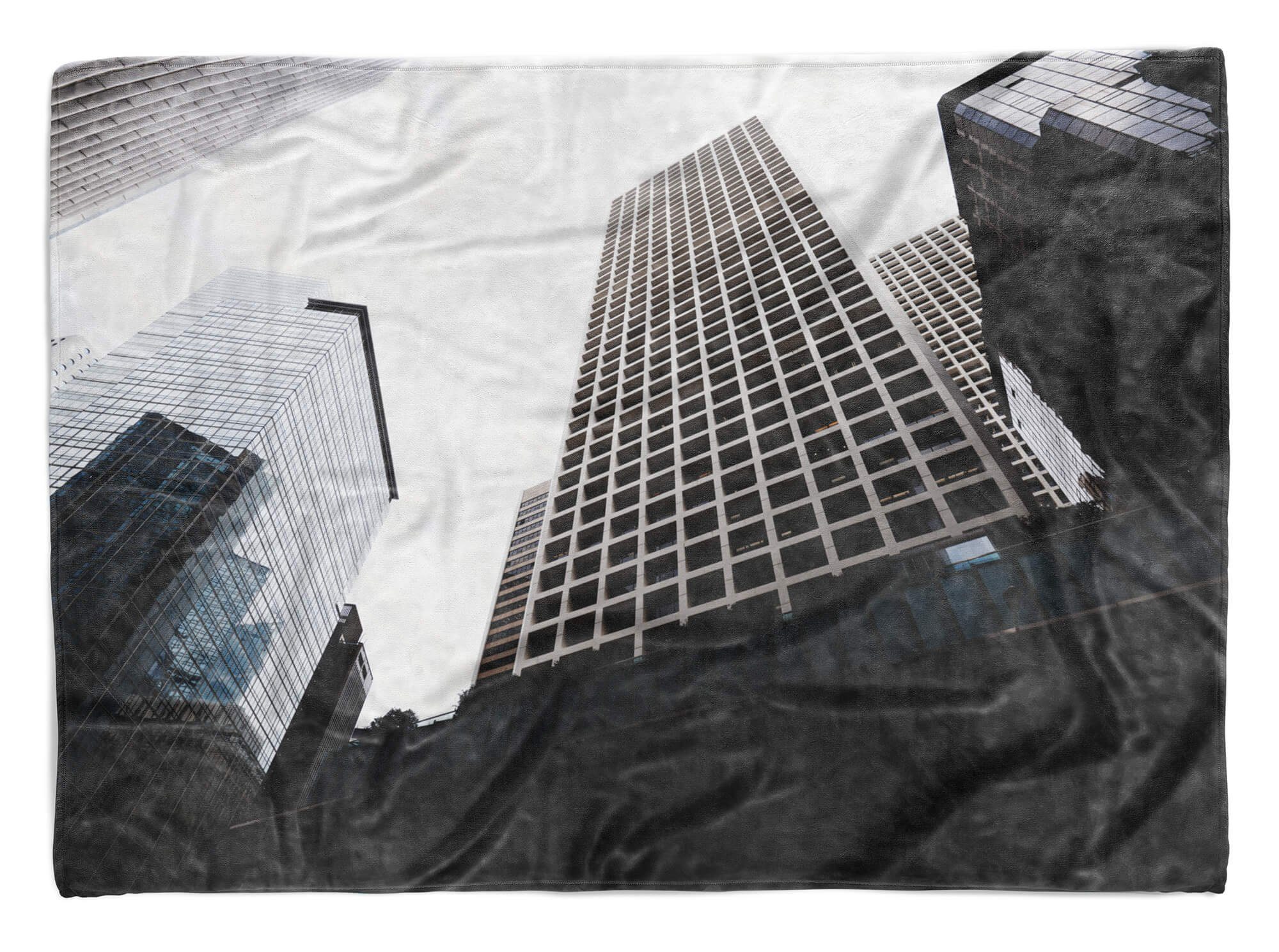 Baumwolle-Polyester-Mix Architektur Hochhä, Handtuch Handtücher Kuscheldecke Sinus mit Art Saunatuch Fotomotiv Handtuch Strandhandtuch (1-St),