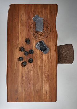 SAM® Baumkantentisch Augusta, massives Akazienholz, mit Baumkante und Metallgestell in U-Form