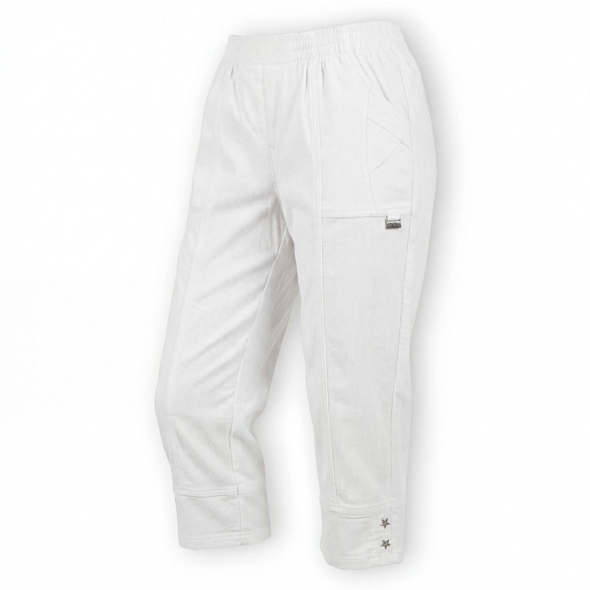OriginalYou Caprihose Damen Stretch Hose Kurze Sommerhose mit Nadelstreifen mit elastischem Bund, auch in großen Größen erhältlich 36-50