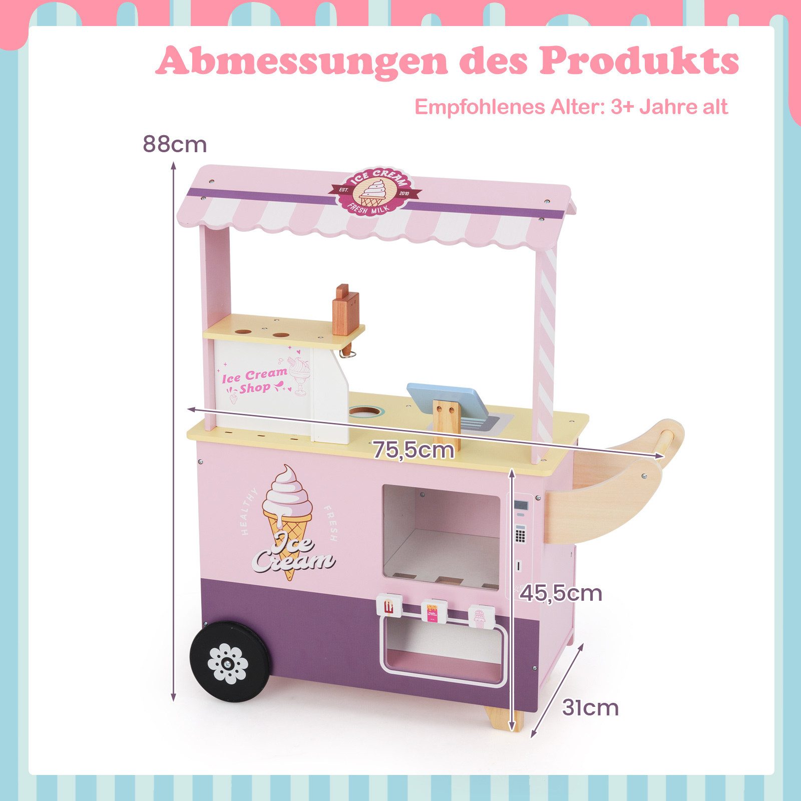 COSTWAY Kaufladen, Kaufmannsladen Holz mit Bildschirm