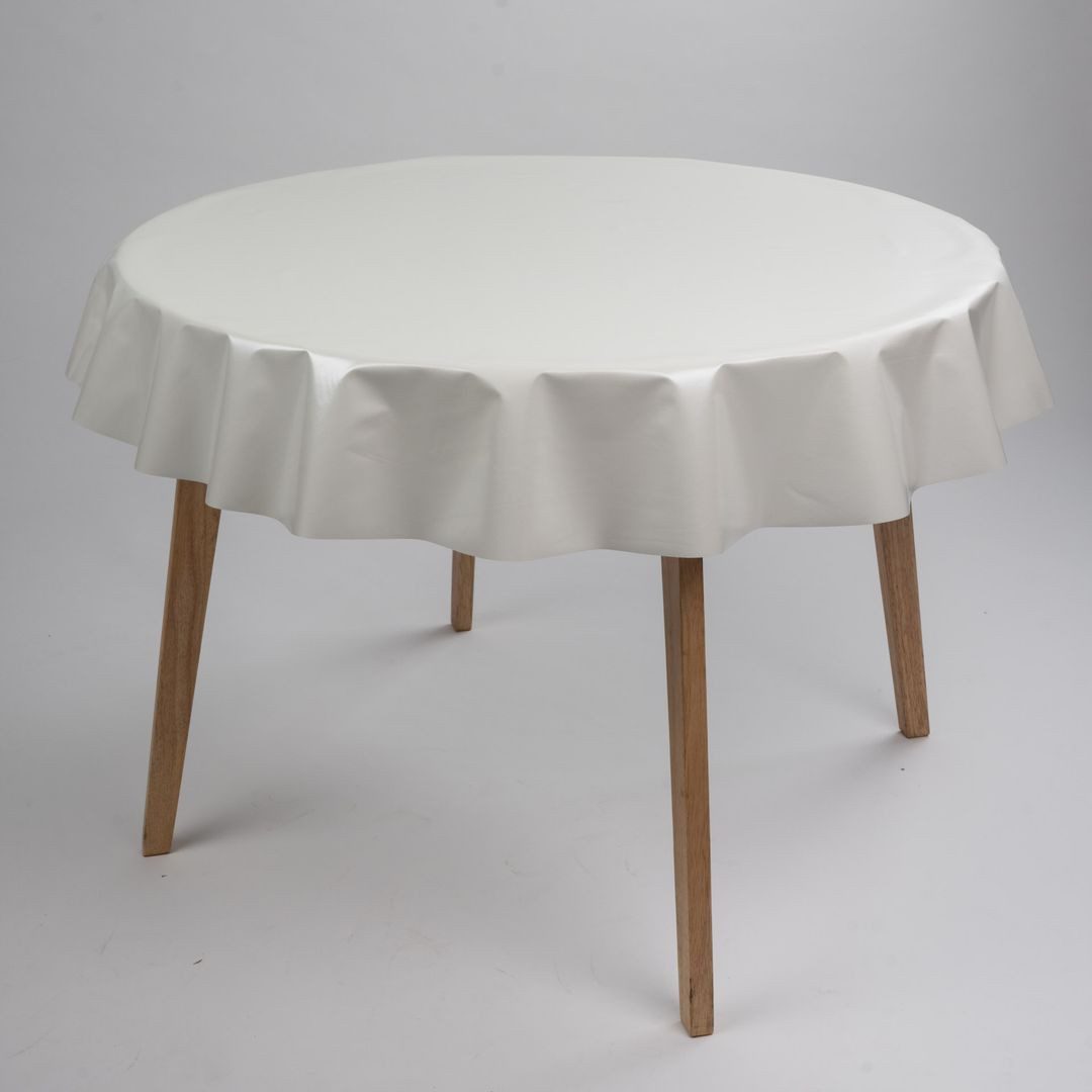 laro Tischdecke Wachstuch-Tischdecken Uni Weiß Rund 140cm – Bild 3 von 5