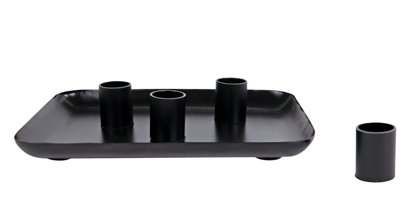 4 1 Kerzentablett (Packung, Tablett Kerzenständer für Stabkerzen mit St., Spetebo Kerzenhaltern) Metall magnetischen SCHWARZ