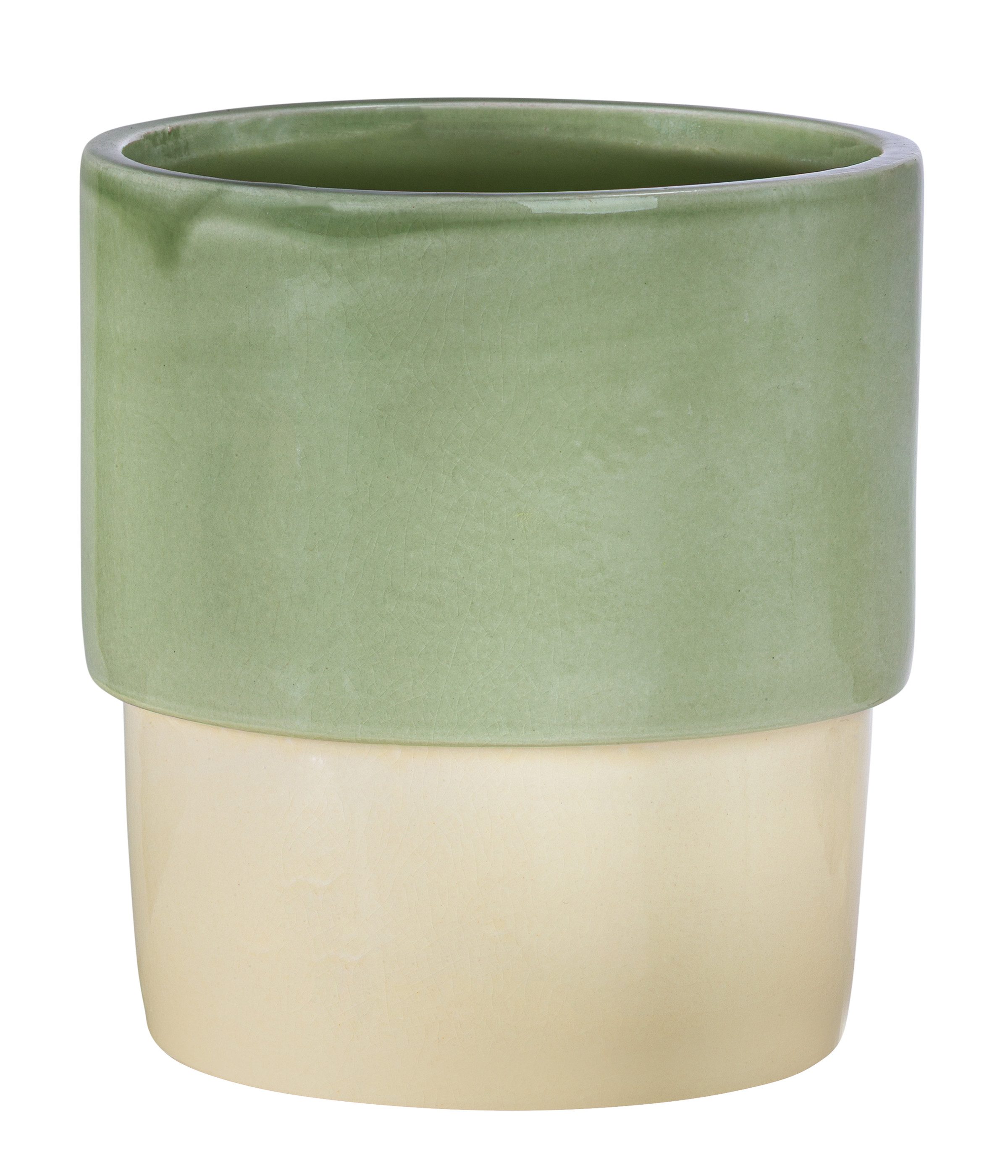 Dehner Übertopf Anne, rund, Keramik, zweifarbig glasiert, handgefertigter Indoor Blumentopf in modernen Farben